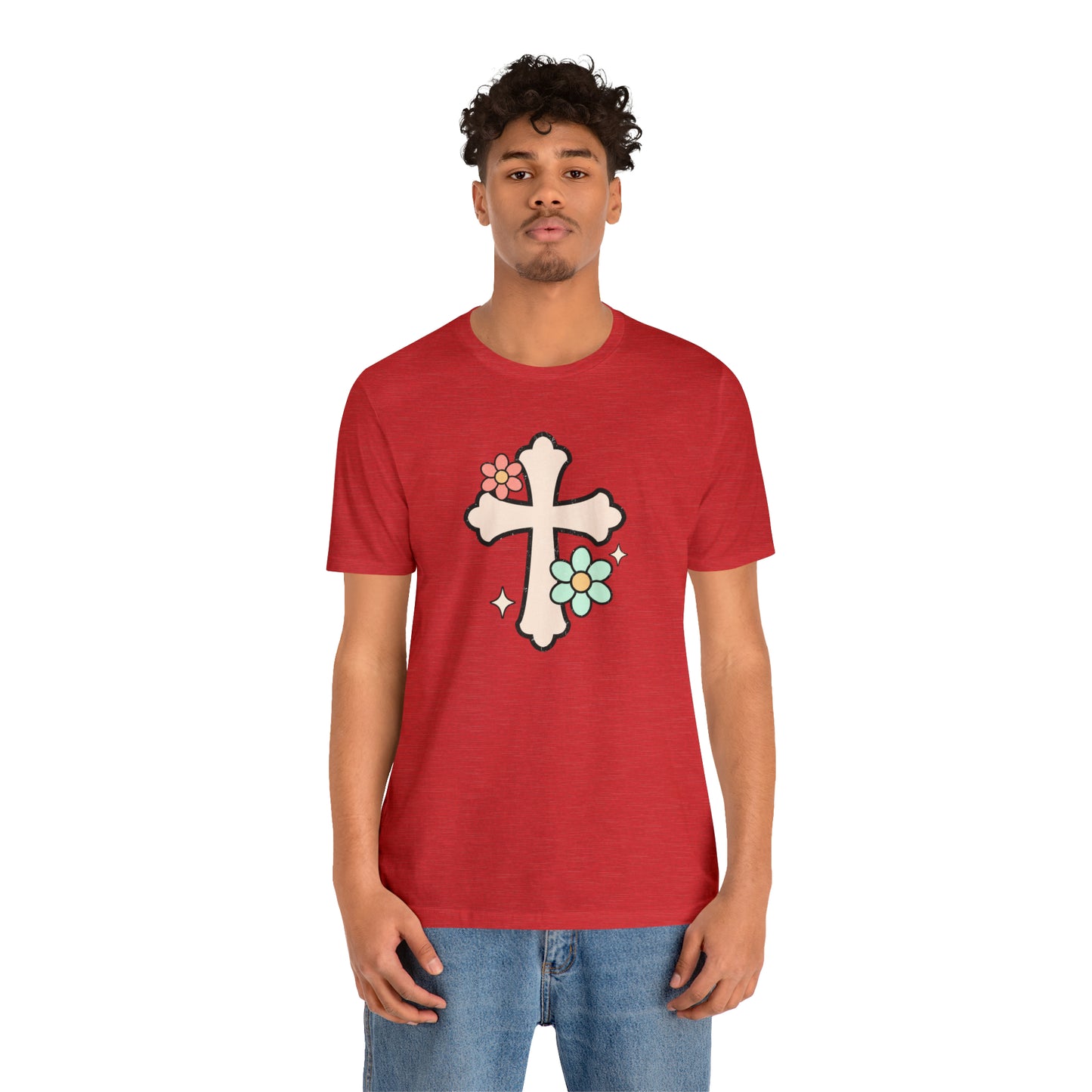 Vintage Floral Boho Cross T-Shirt