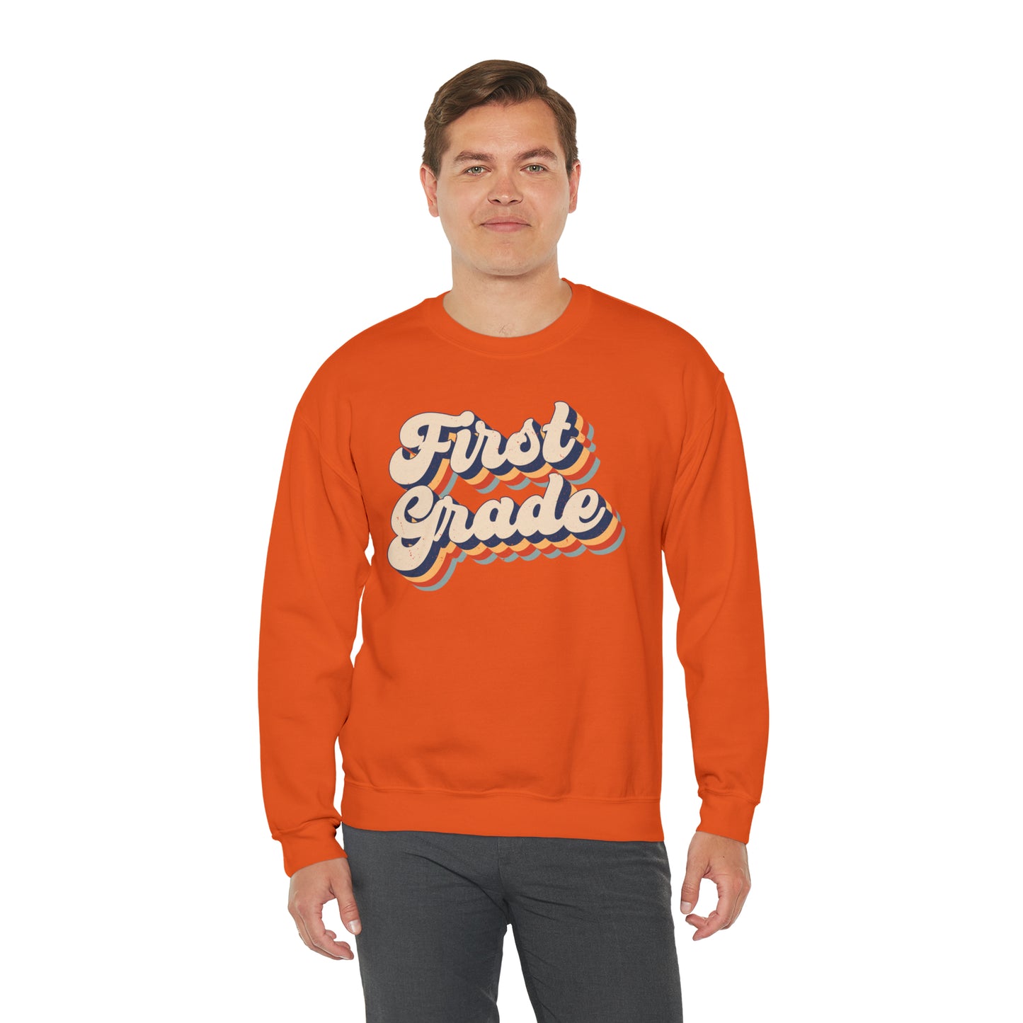 Retro 1st Grade Unisex Heavy Blend™ Crewneck Sweatshirt