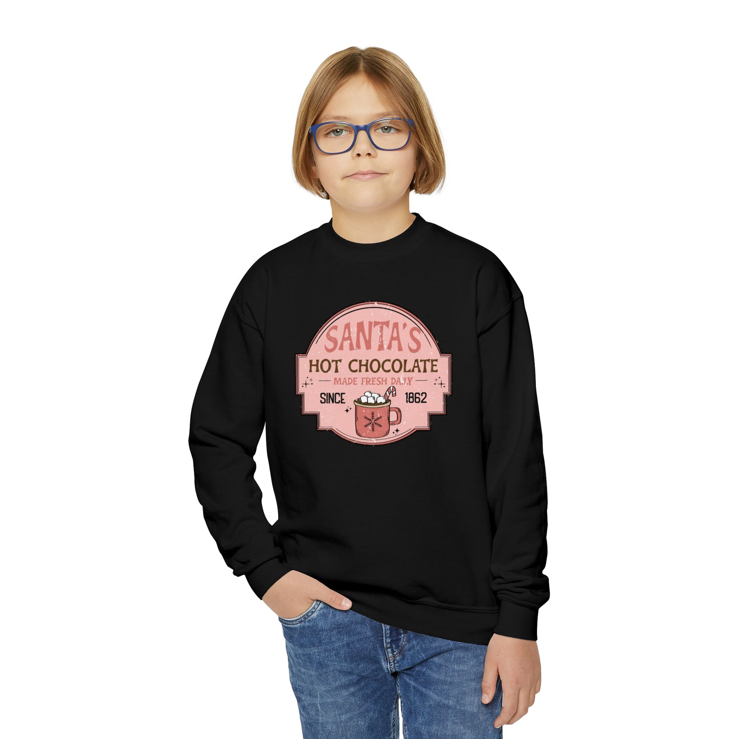 YOUTH - Santa's Hot Chocolate Christmas/ Holiday Youth Crewneck Sweatshirt