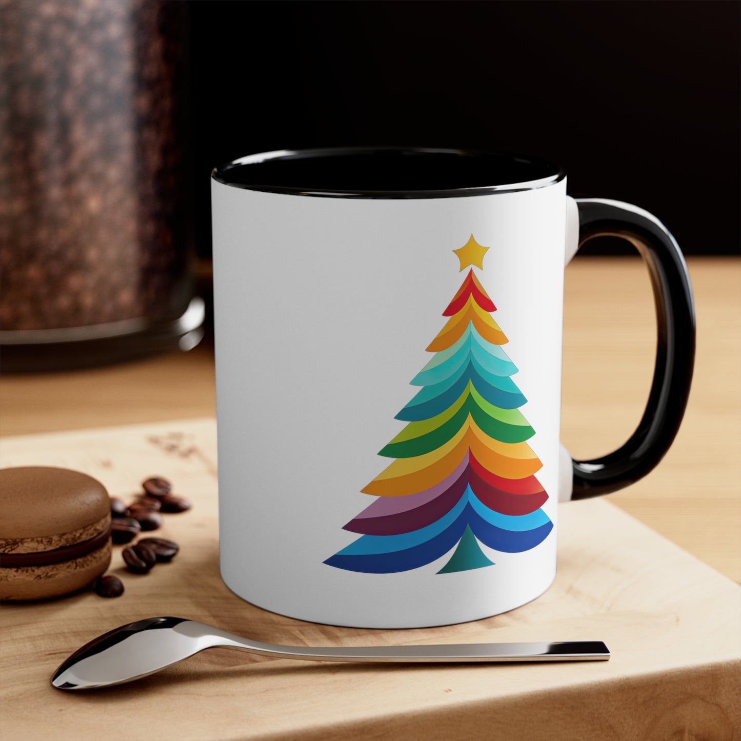 Layered Rainbow Christmas Tree Accent Coffee Mug, 11oz