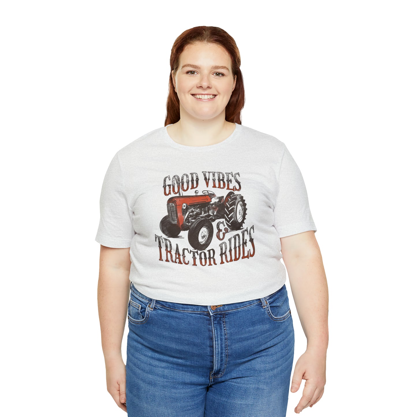 Vintage Good Vibes and Tractors Unisex Jersey Short Sleeve Tee