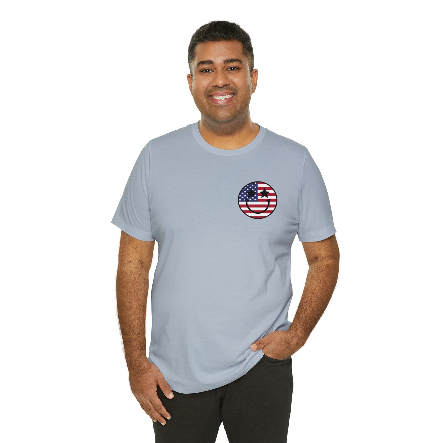 "Jesus Christ Stars and Stripes" (Front and Back Design) Unisex Jersey Short Sleeve Tee