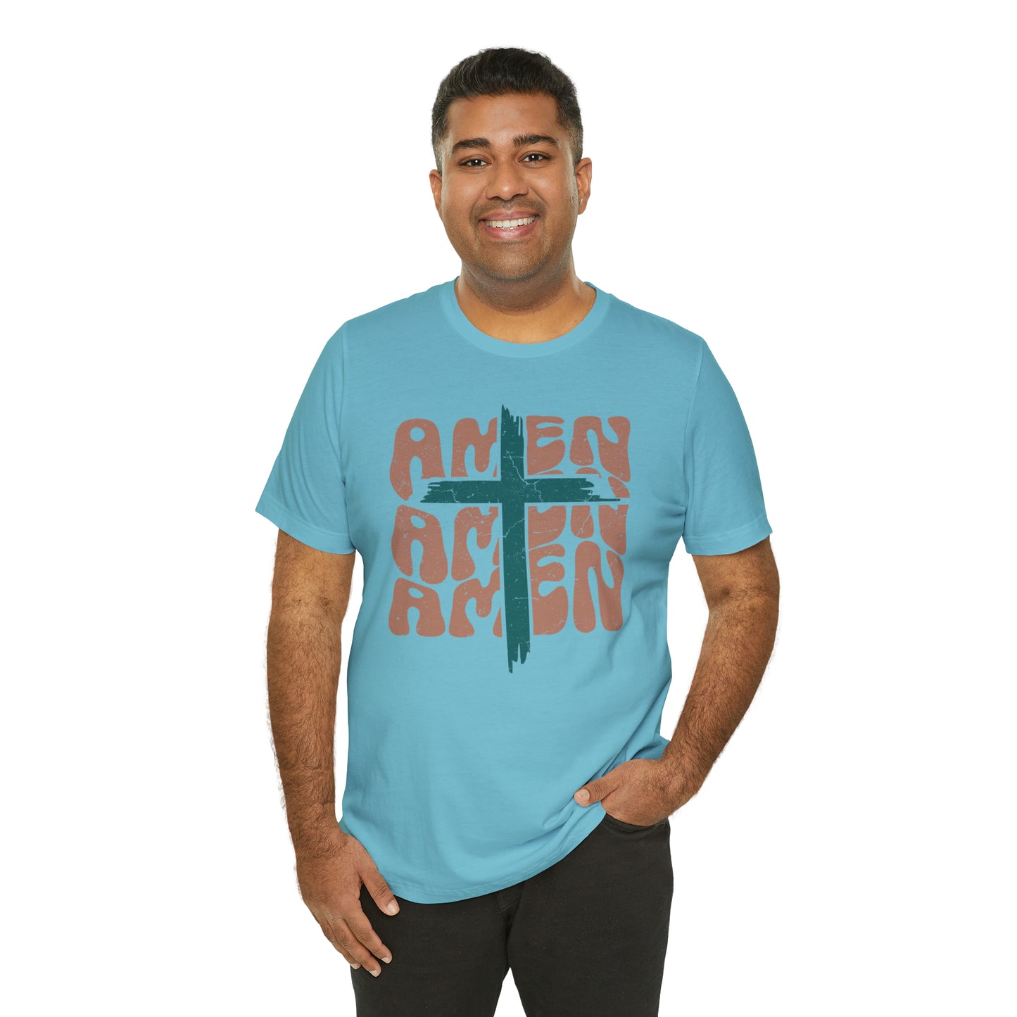 Amen Amen Amen with Cross Boho Color T-Shirt