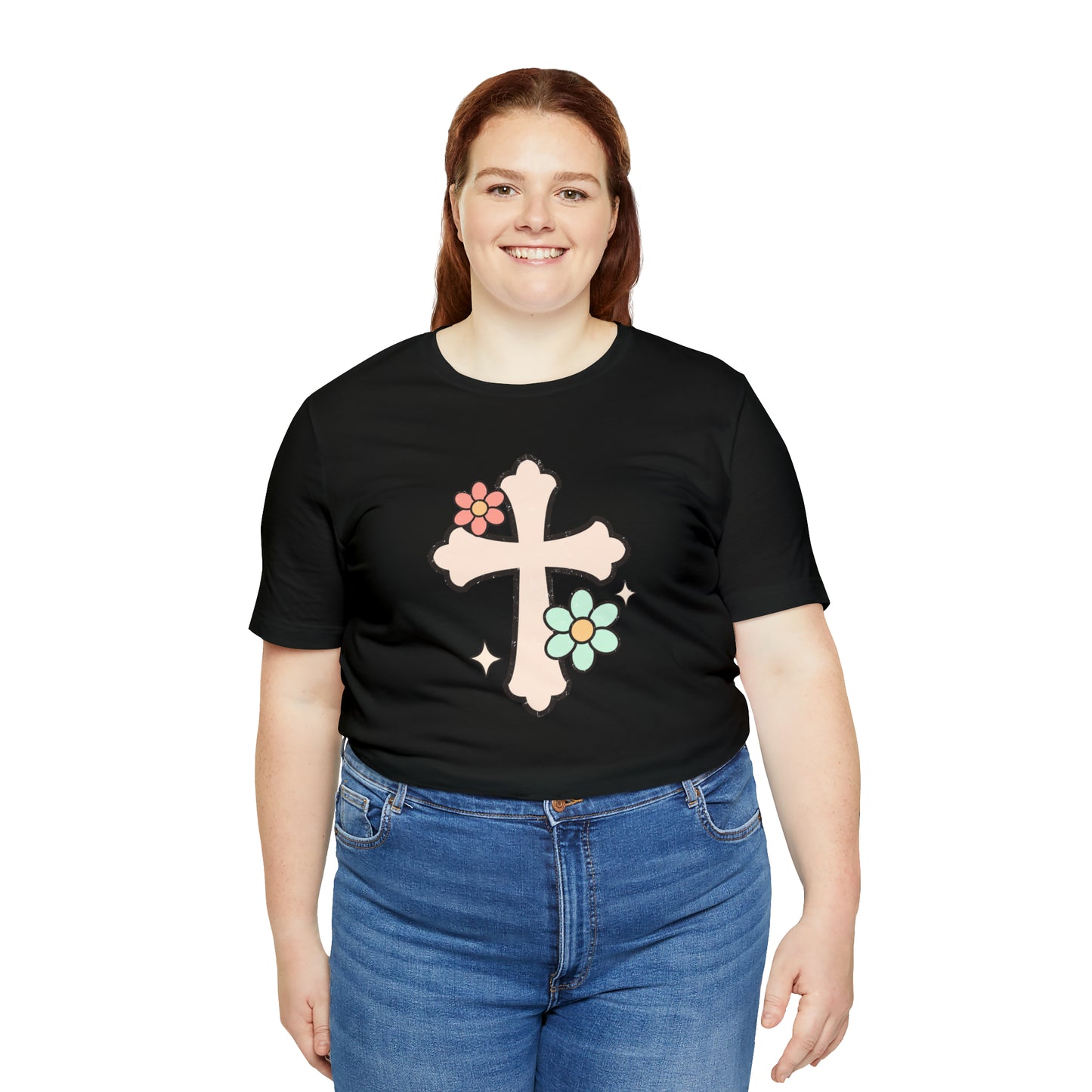 Vintage Floral Boho Cross T-Shirt