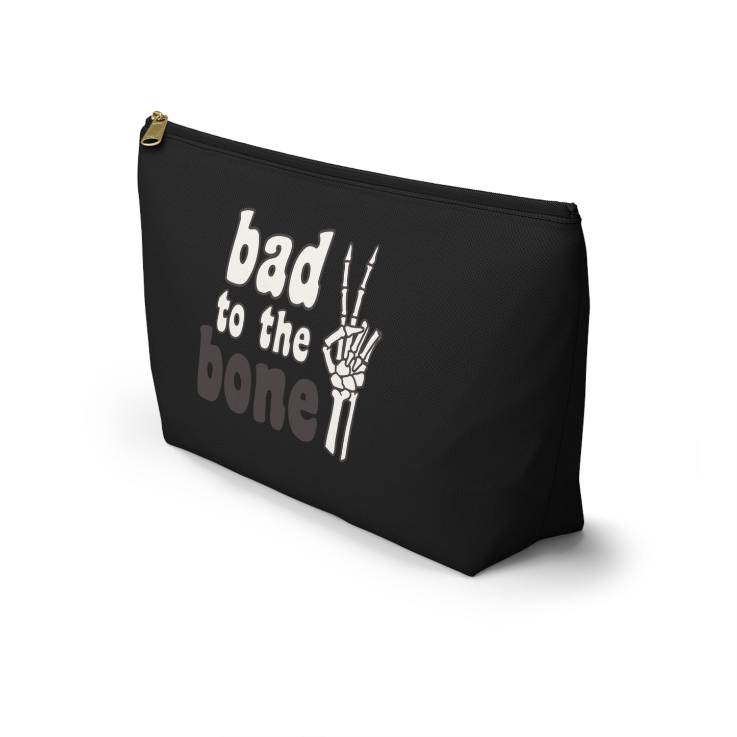 Bad to the Bone Skeleton Hand Peace Sign Accessory Pouch w T-bottom