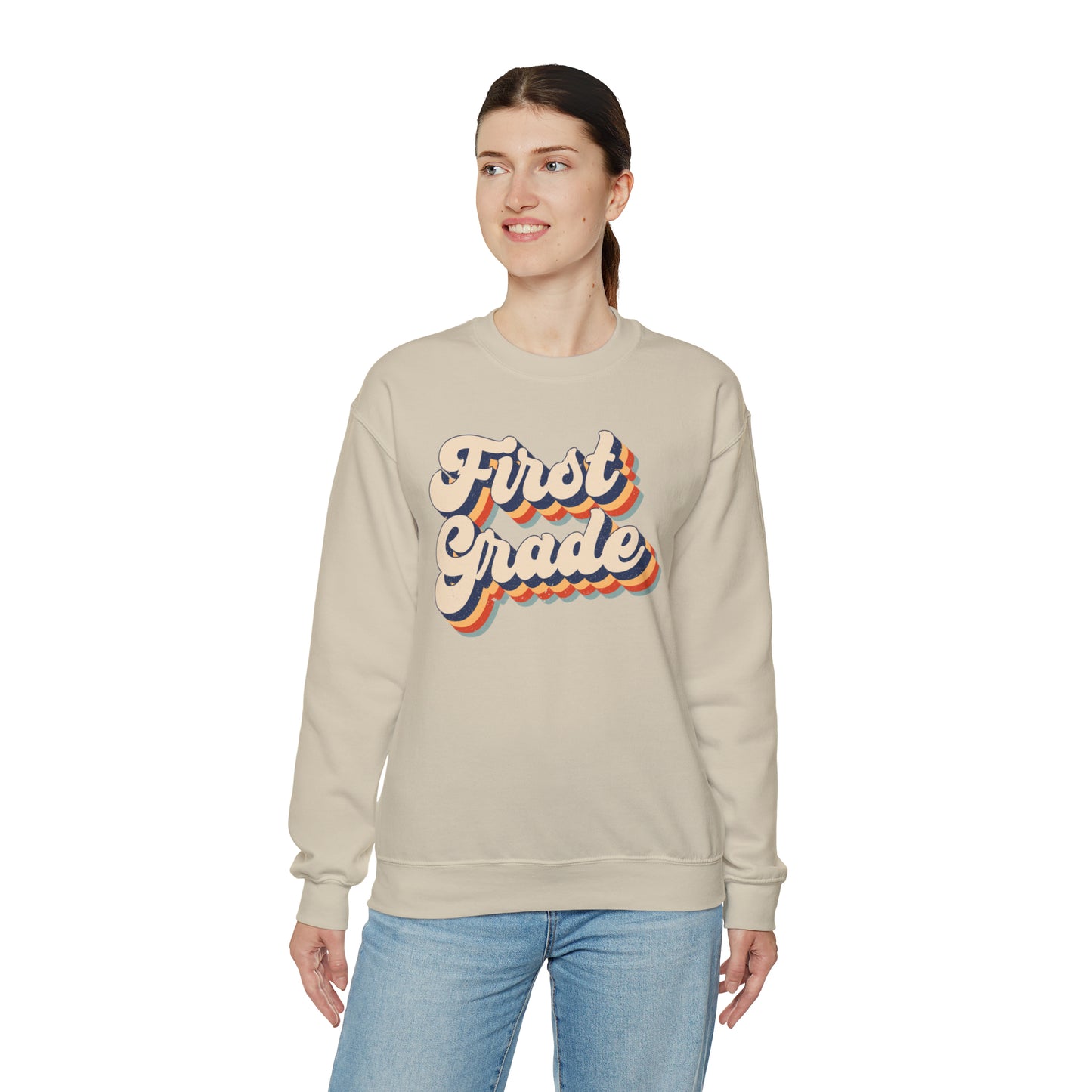 Retro 1st Grade Unisex Heavy Blend™ Crewneck Sweatshirt