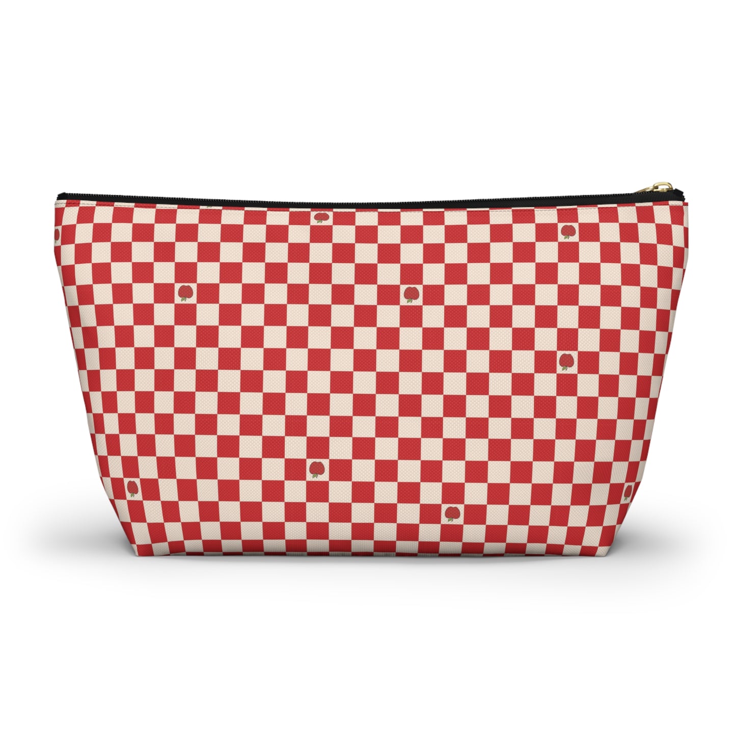 Rustic Apple Red Checkered Print Design Accessory Pouch w T-bottom