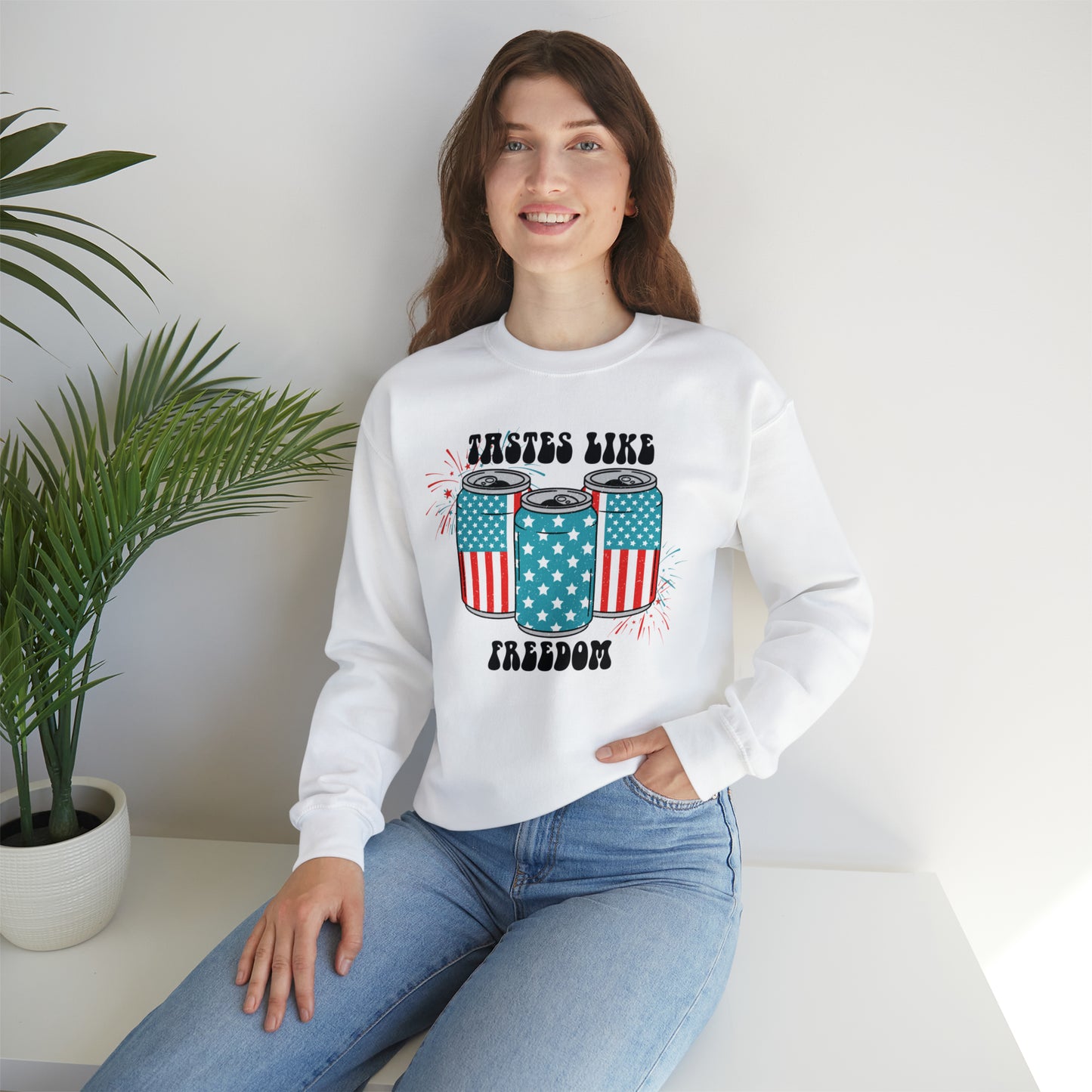 USA America Tastes Like Freedom Party Can Heavy Blend™ Crewneck Sweatshirt