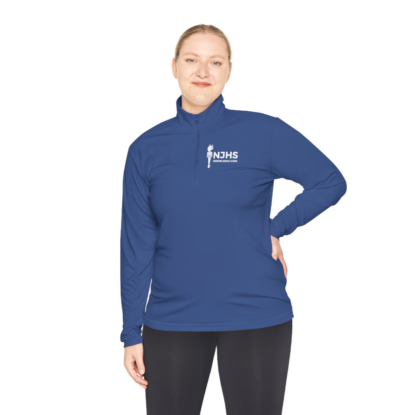 Freeburg Middle School NJHS White Print Unisex Quarter-Zip Pullover