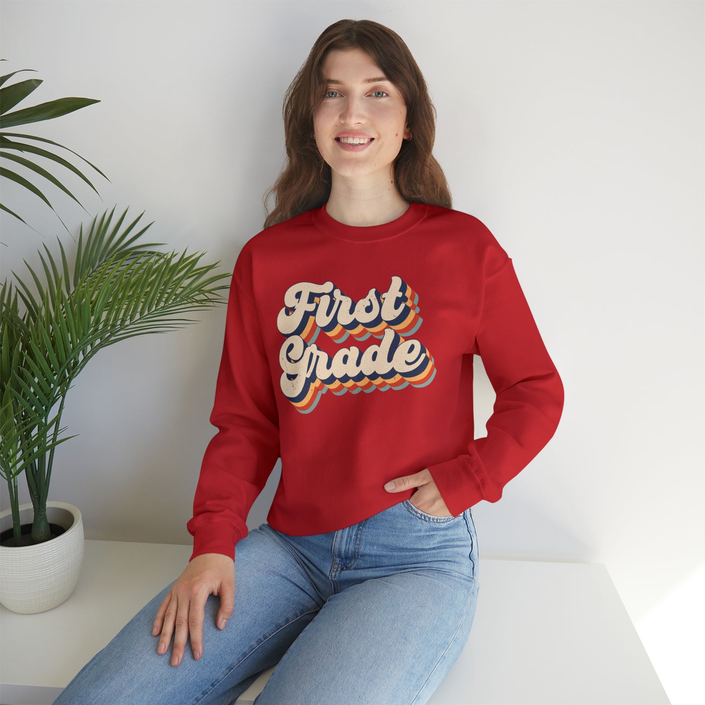 Retro 1st Grade Unisex Heavy Blend™ Crewneck Sweatshirt