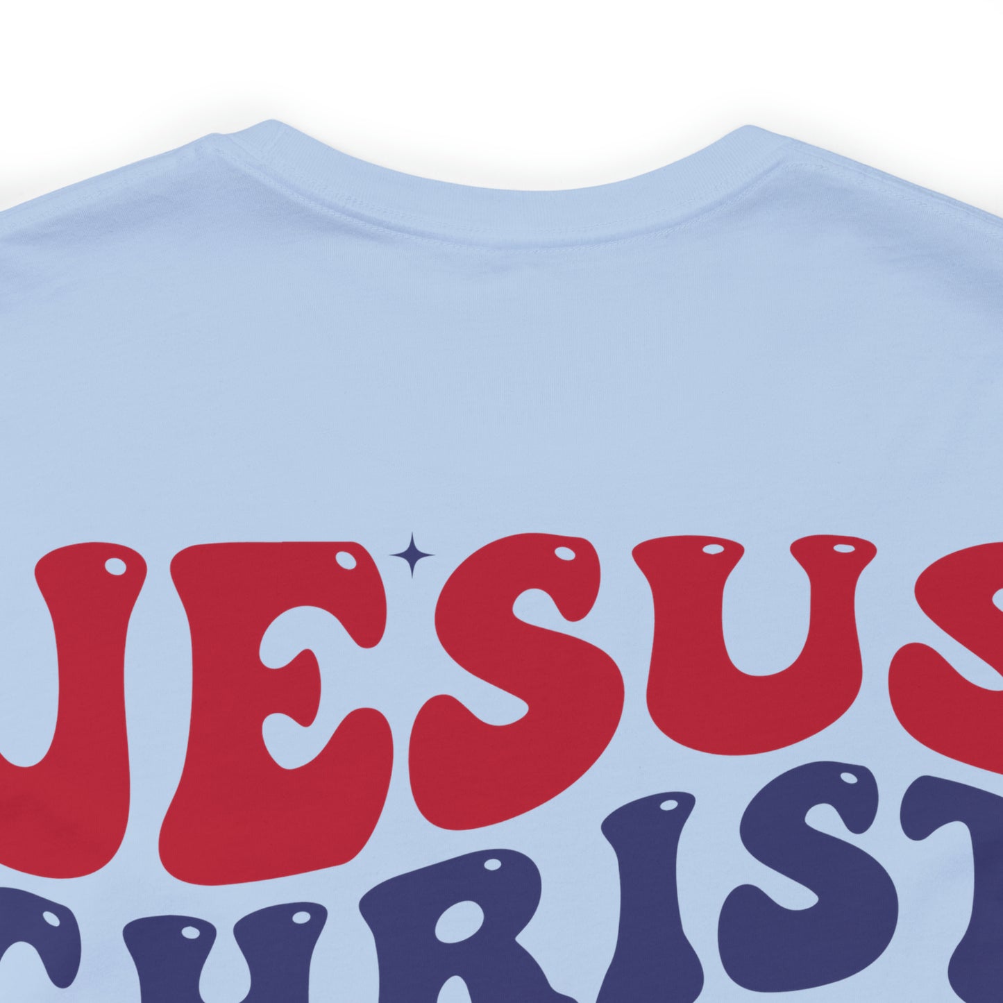 "Jesus Christ Stars and Stripes" (Front and Back Design) Unisex Jersey Short Sleeve Tee