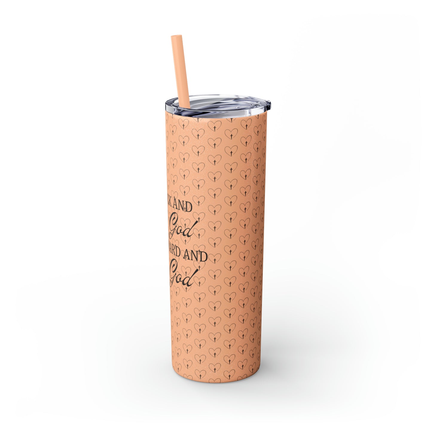 Look Back and Thank God Look Forward and Trust God Christian  Skinny Tumbler with Straw, 20oz