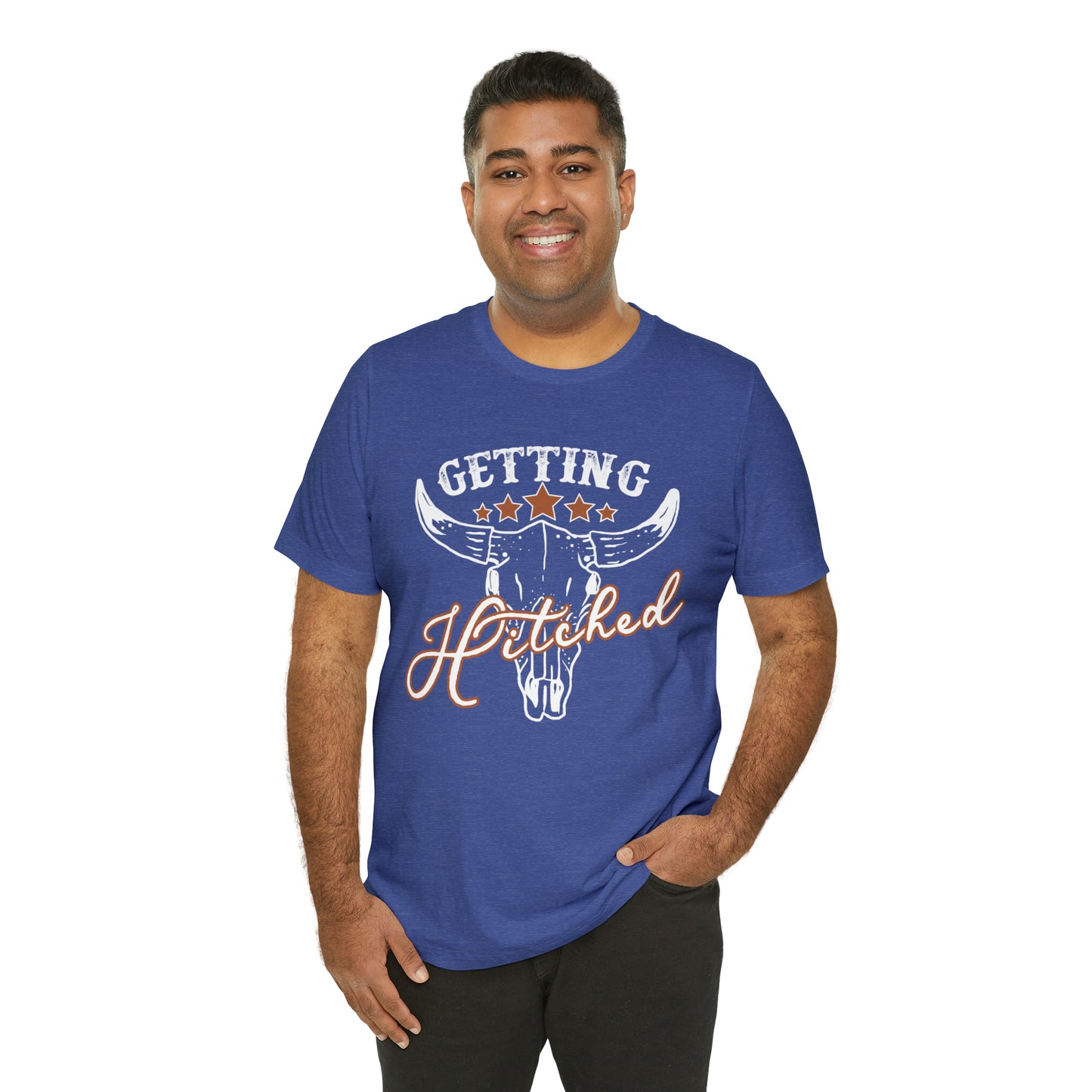 Vintage Getting Hitched Bride/ Groom T-Shirt - White Design