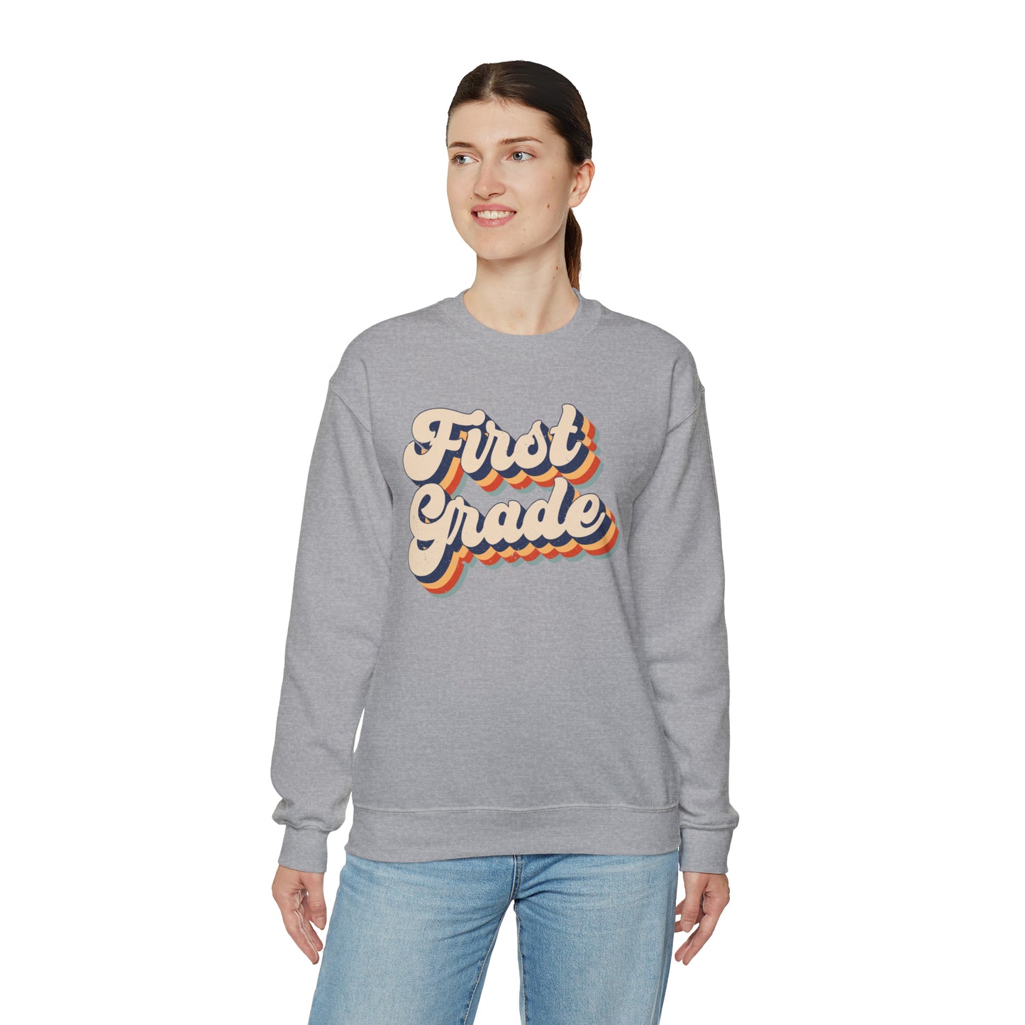 Retro 1st Grade Unisex Heavy Blend™ Crewneck Sweatshirt