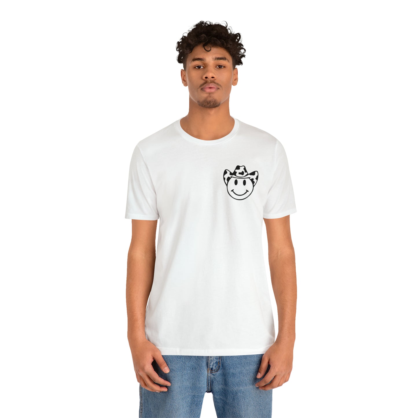 "Smiley Face HOWDY"  (Front and Back Design)  Unisex Jersey Short Sleeve Tee