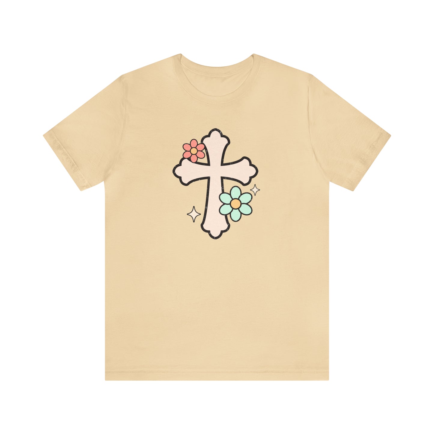 Vintage Floral Boho Cross T-Shirt