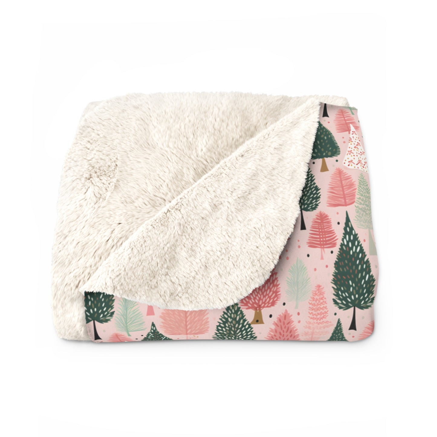 Pink Christmas Sherpa Fleece Blanket