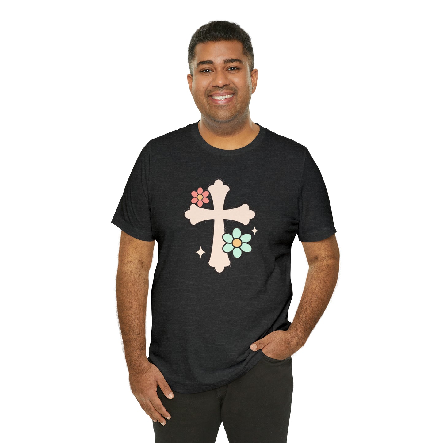 Vintage Floral Boho Cross T-Shirt