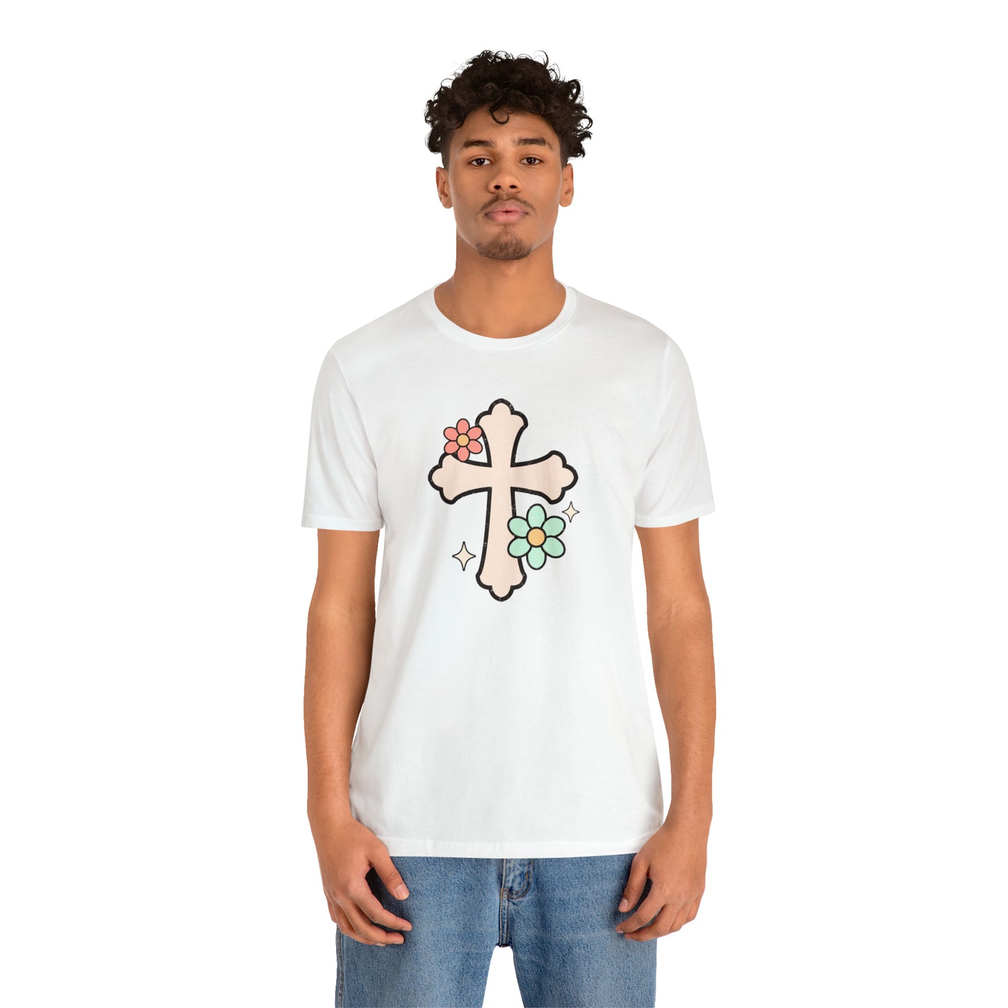 Vintage Floral Boho Cross T-Shirt