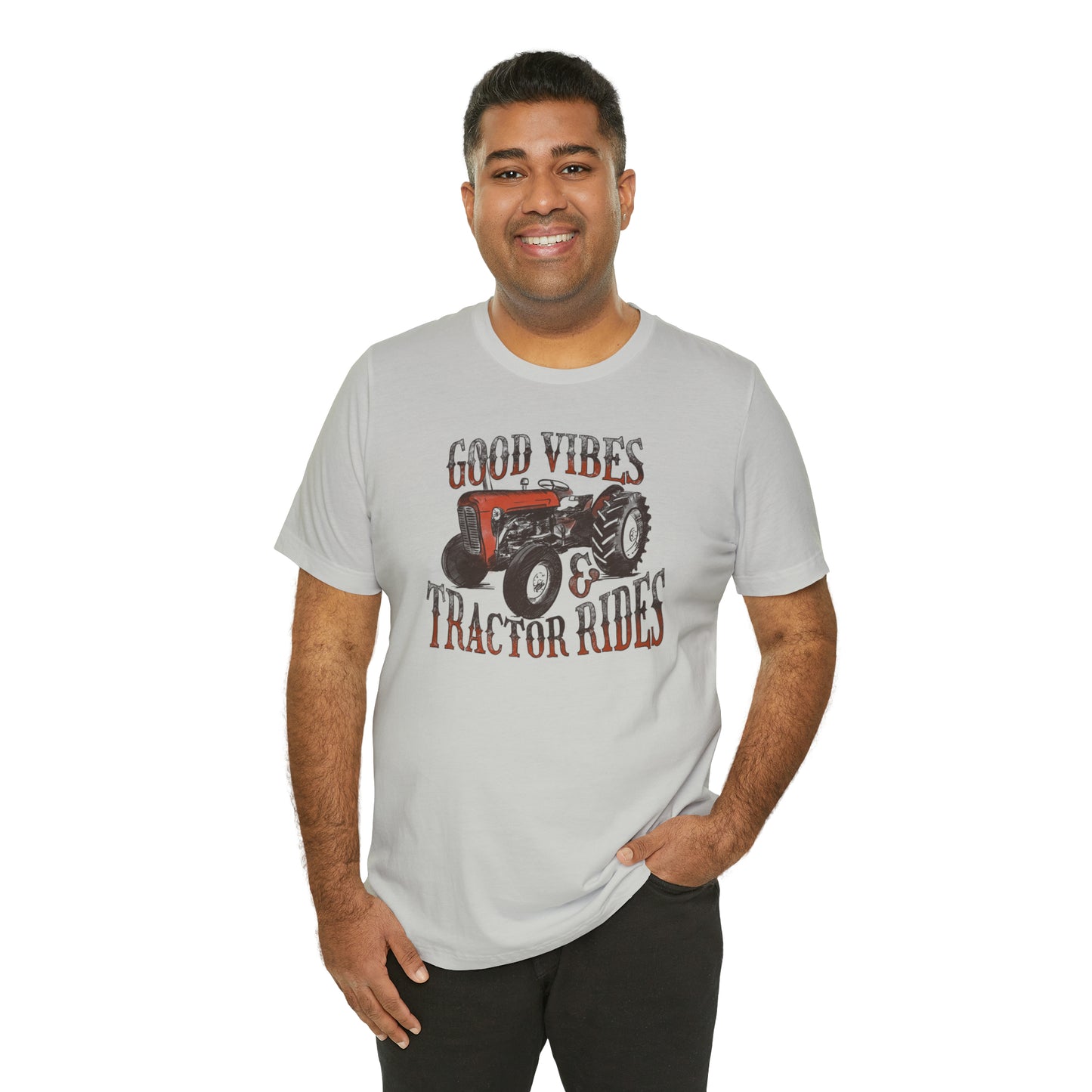 Vintage Good Vibes and Tractors Unisex Jersey Short Sleeve Tee