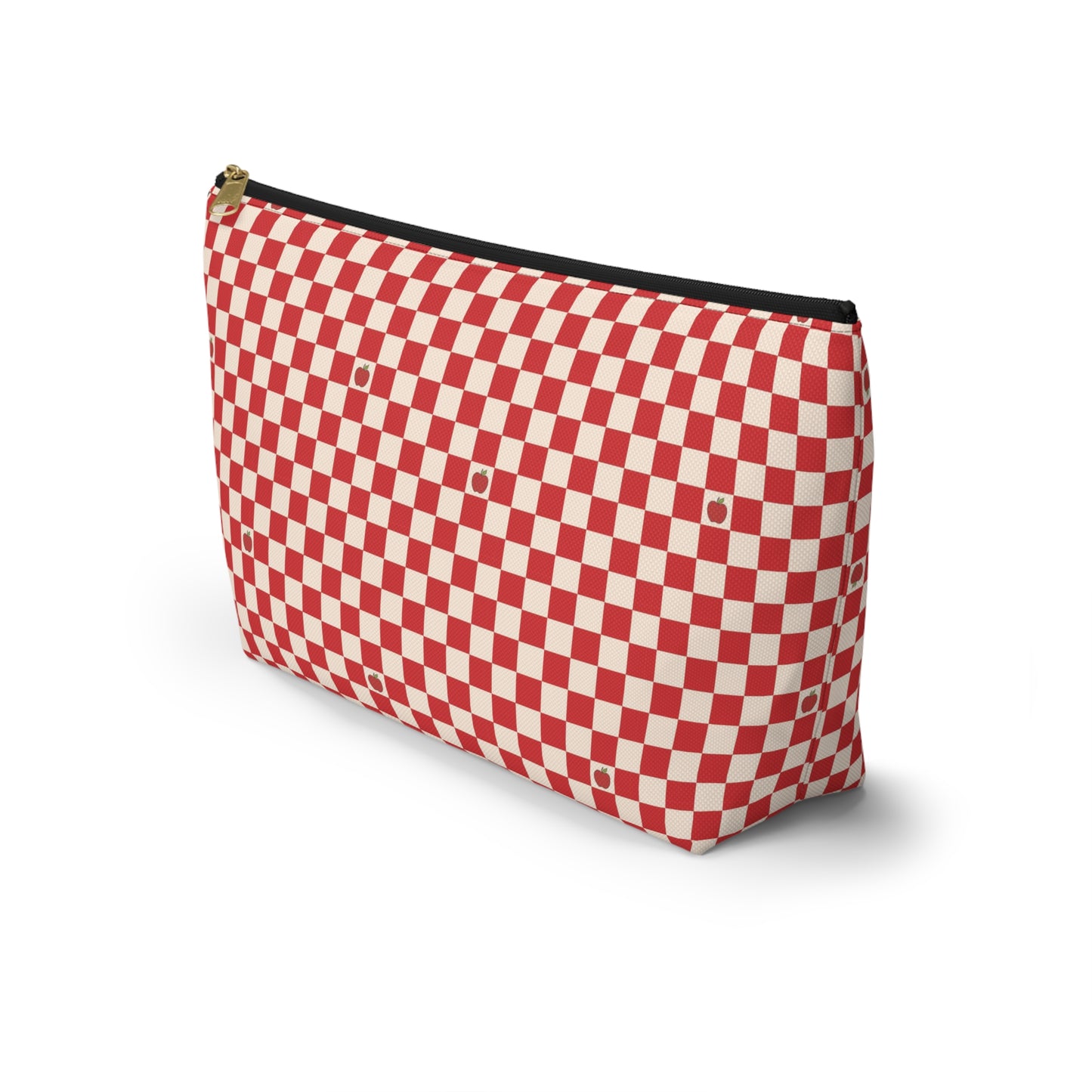 Rustic Apple Red Checkered Print Design Accessory Pouch w T-bottom