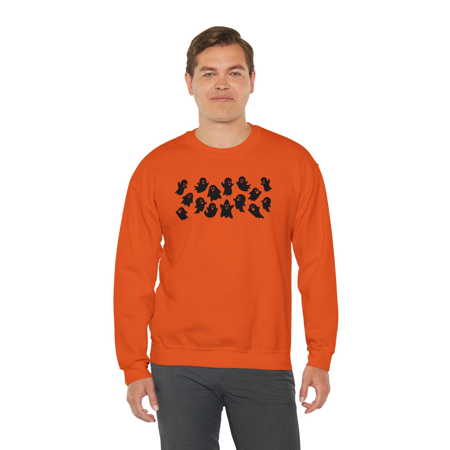 Ghost Family Fall Halloween Retro Warm Colored  Unisex Heavy Blend™ Crewneck Sweatshirt