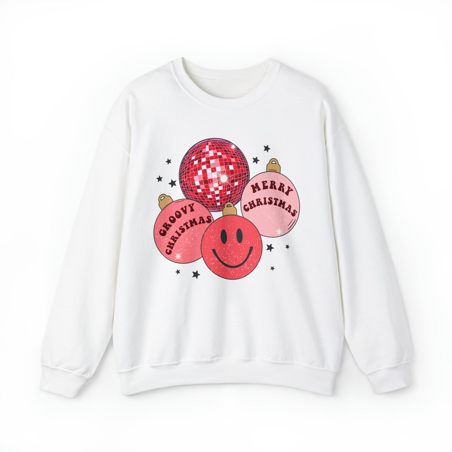 Groovy Christmas Ornaments Unisex Heavy Blend™ Crewneck Sweatshirt