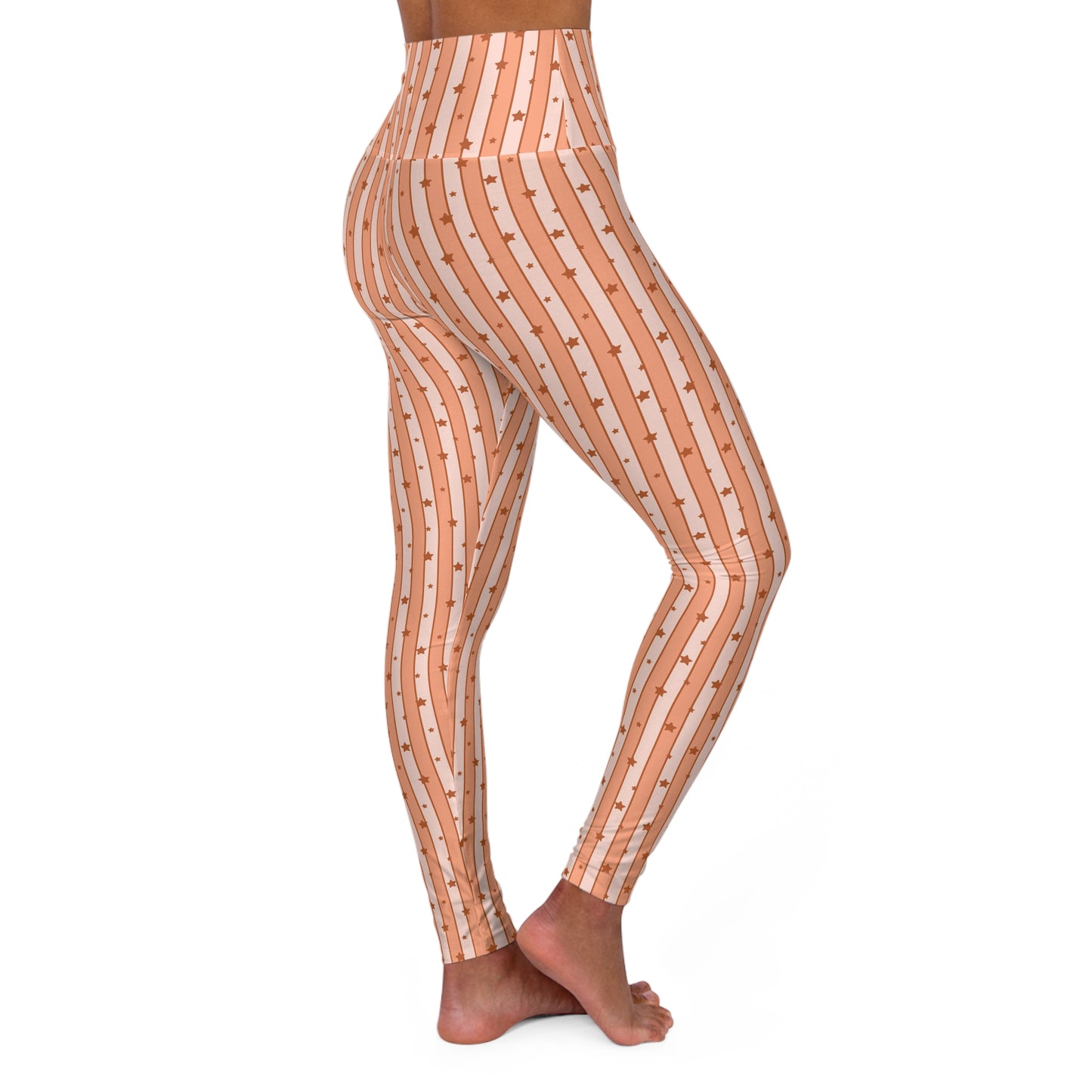 Boho Striped and Stars High Waisted White Yoga Leggings