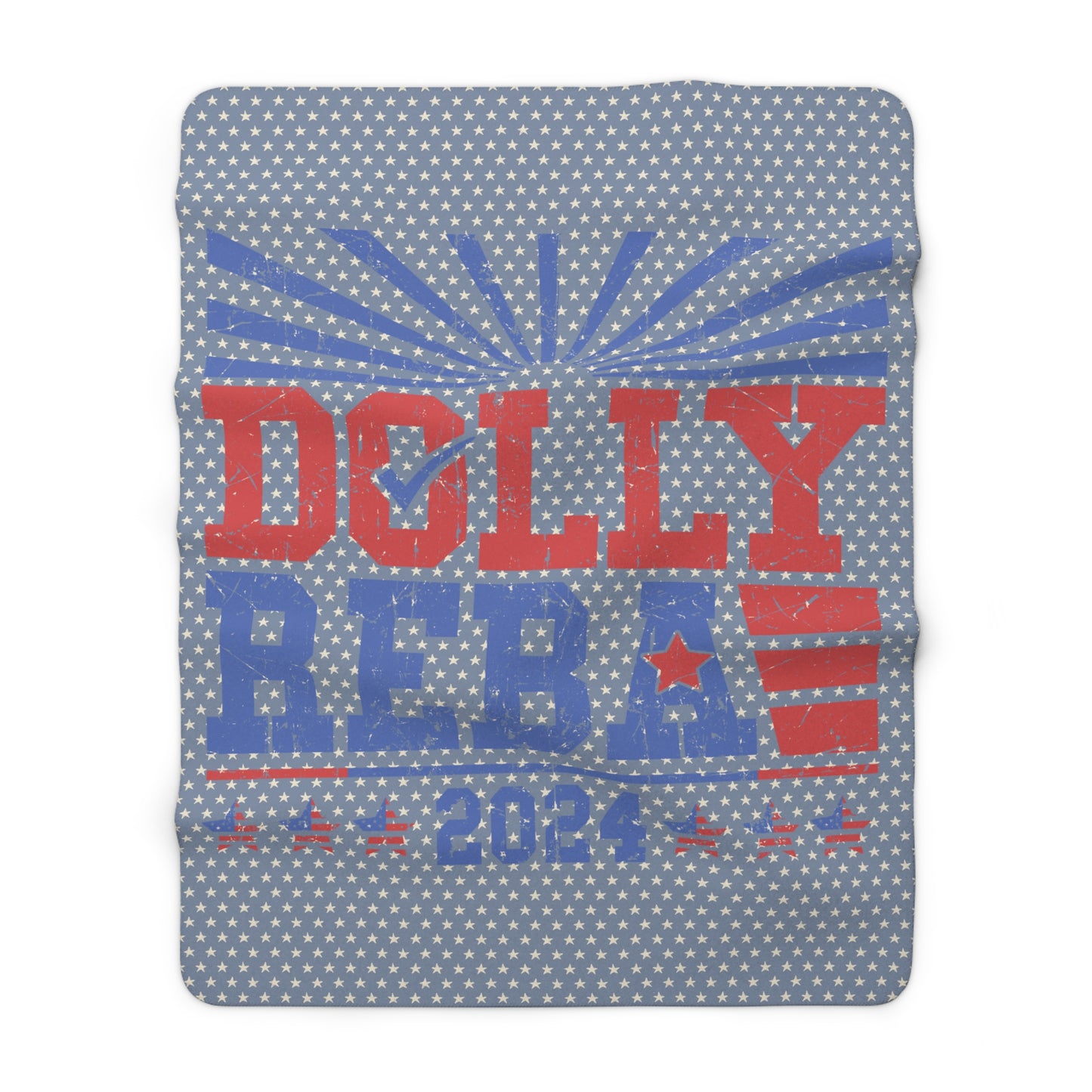 Americana Blue Stars Dolly and Reba for President 2024 Sherpa Fleece Blanket