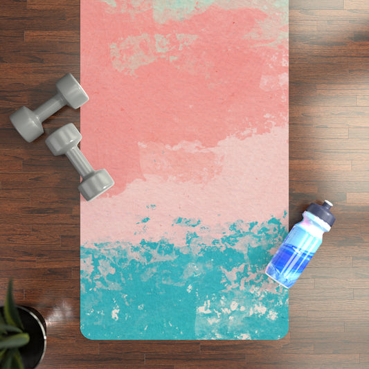 Pink and Turquoise Water Color Pattern Rubber Yoga Mat