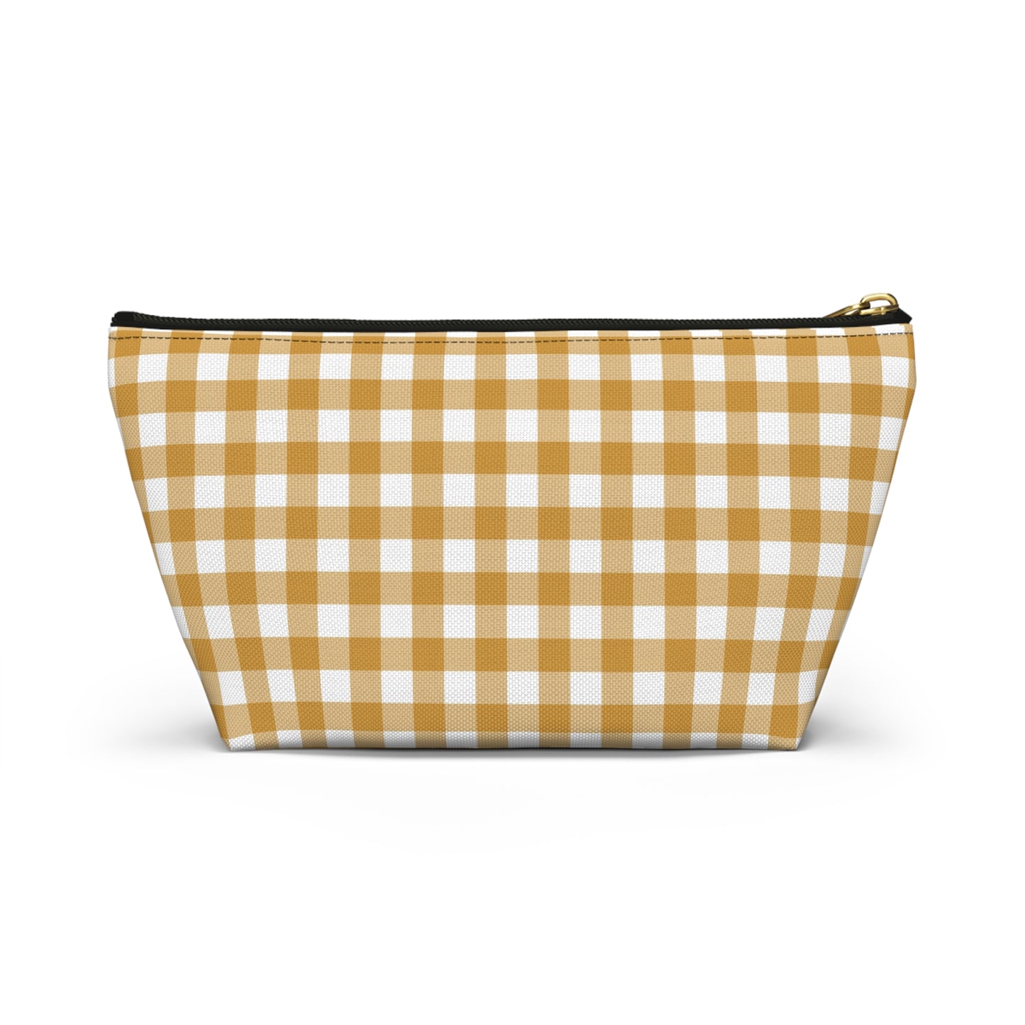 Mustard Gingham Print Design  Accessory Pouch w T-bottom