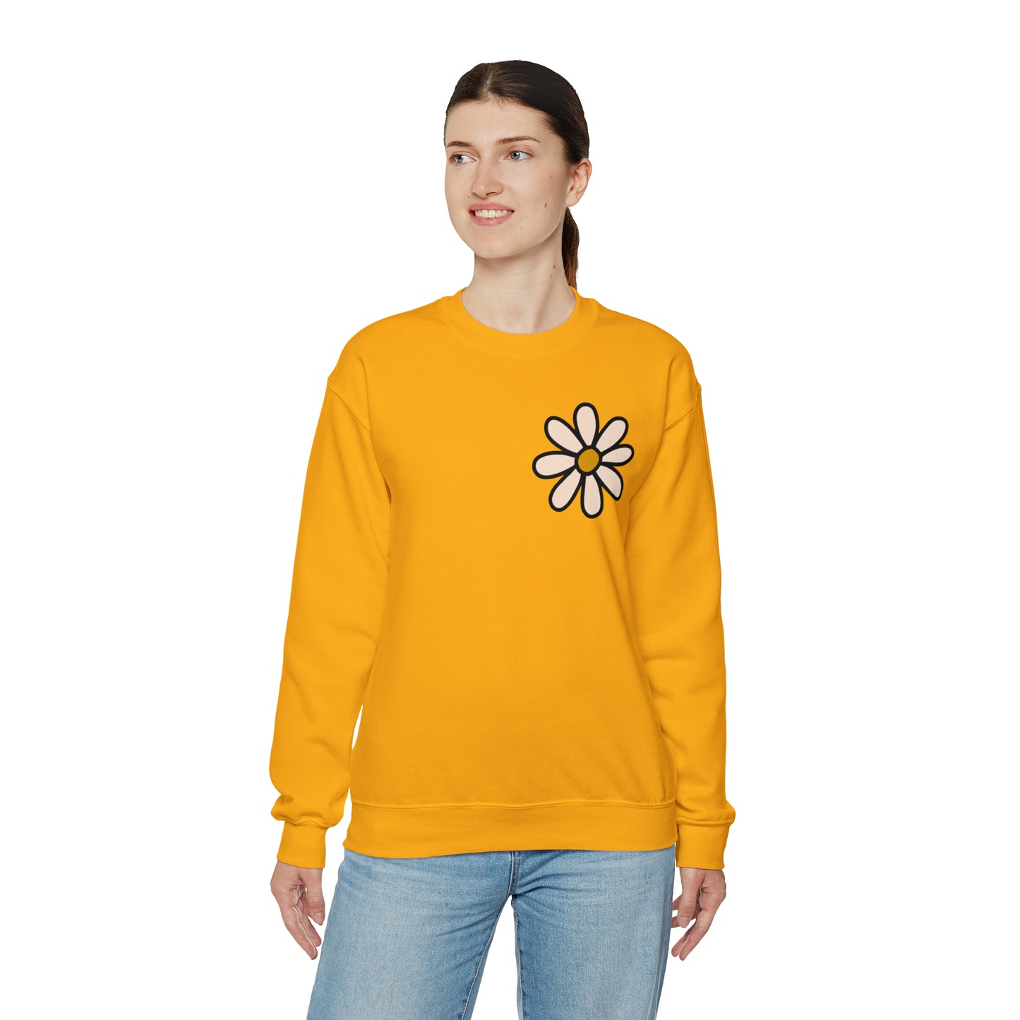 Distressed Daisy Love Like Jesus -  Front and Back Design Heavy Blend™ Crewneck Sweatshirt