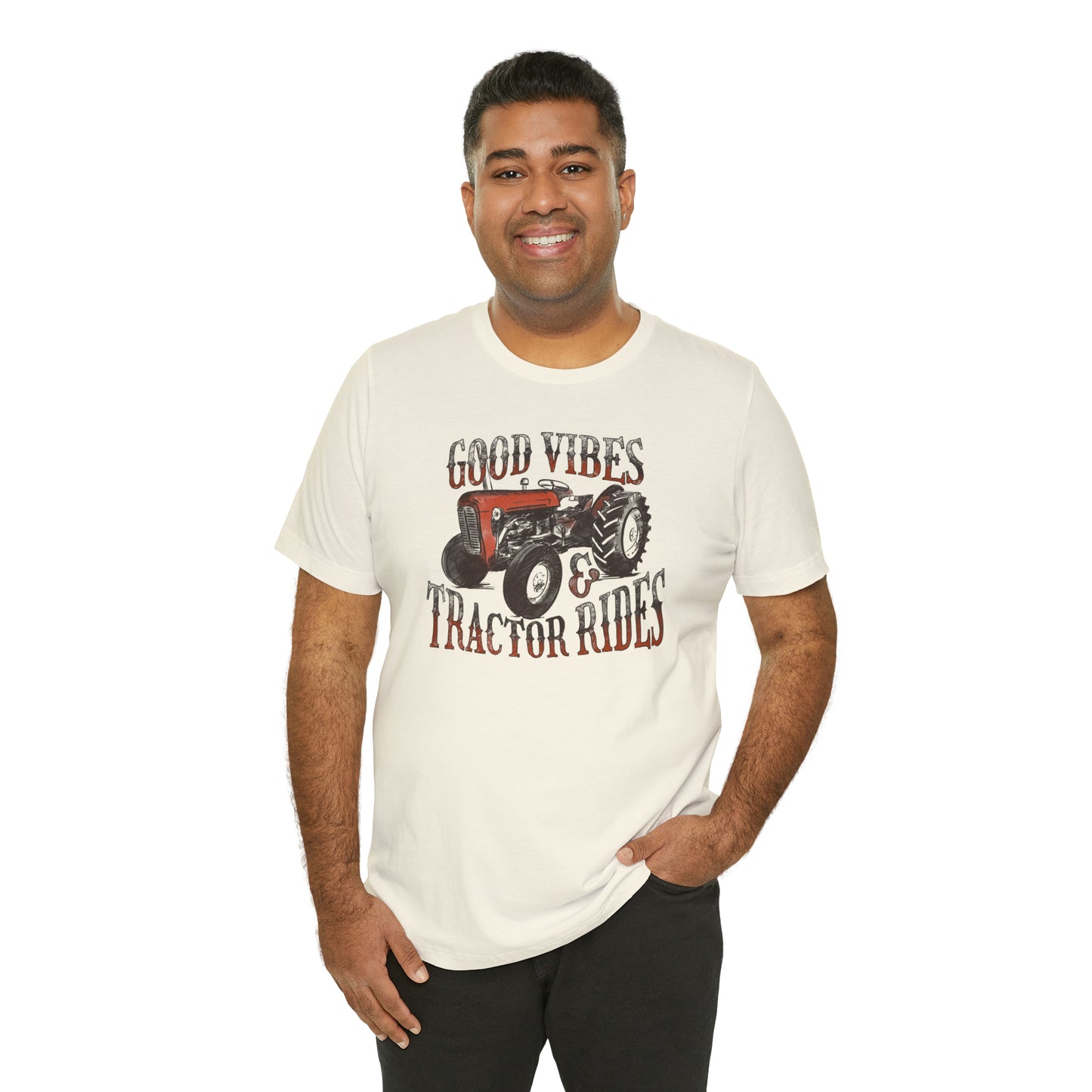 Vintage Good Vibes and Tractors Unisex Jersey Short Sleeve Tee