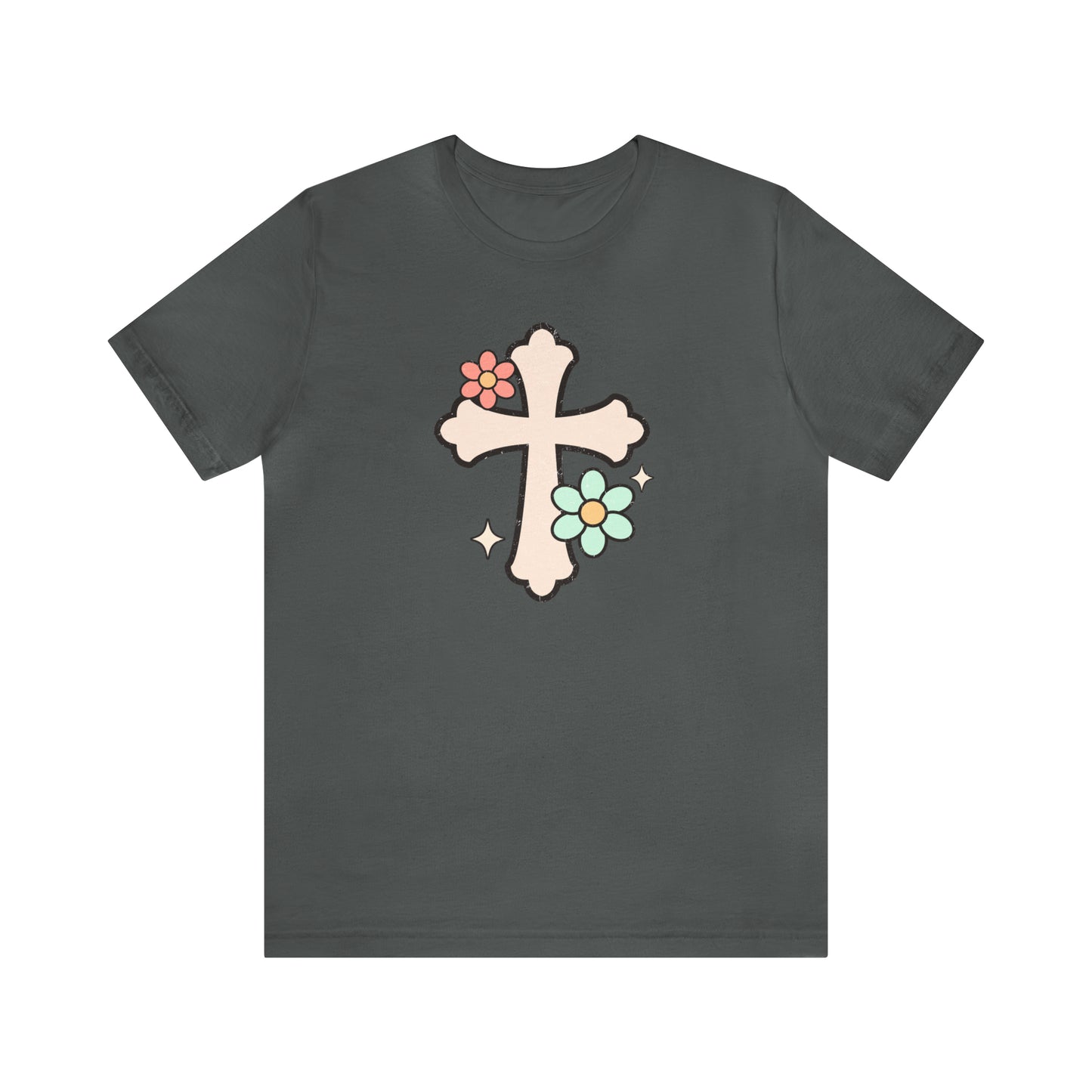 Vintage Floral Boho Cross T-Shirt