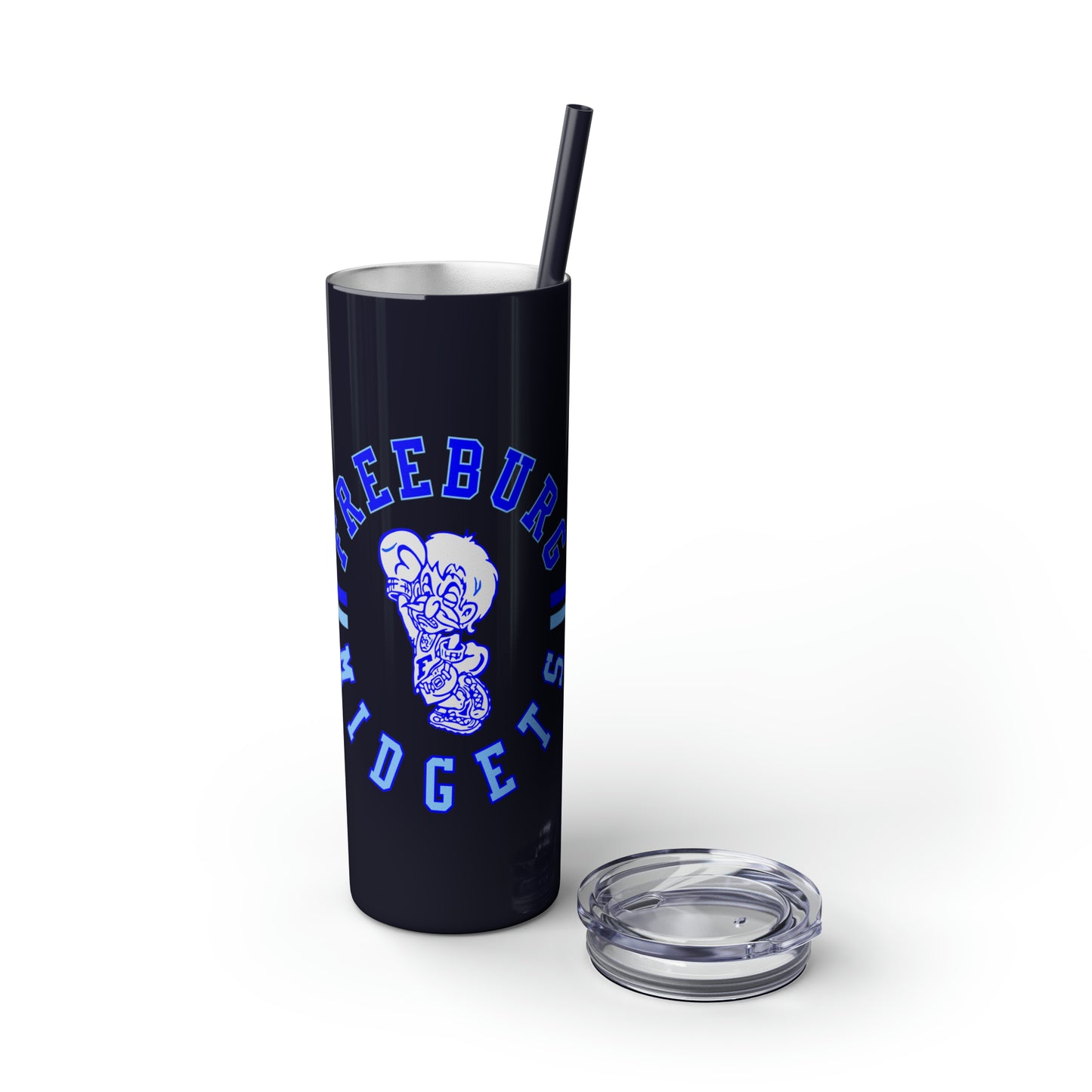 Freeburg Midgets Multi-Striped Circle Logo Skinny Tumbler with Pick your Color Straw, 20oz