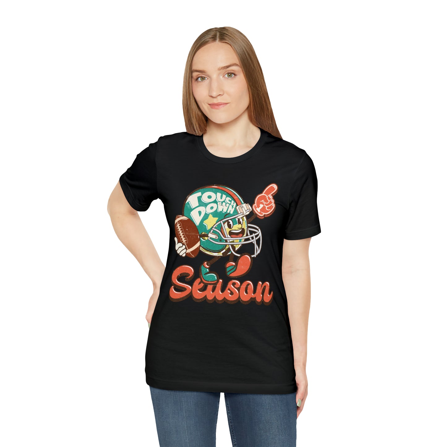 Football Season Football Helmet Character Holding Football T-Shirt