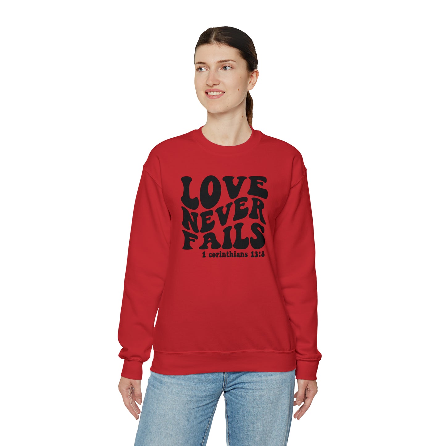 Love Never Fails Black Logo Unisex Heavy Blend™ Crewneck Sweatshirt