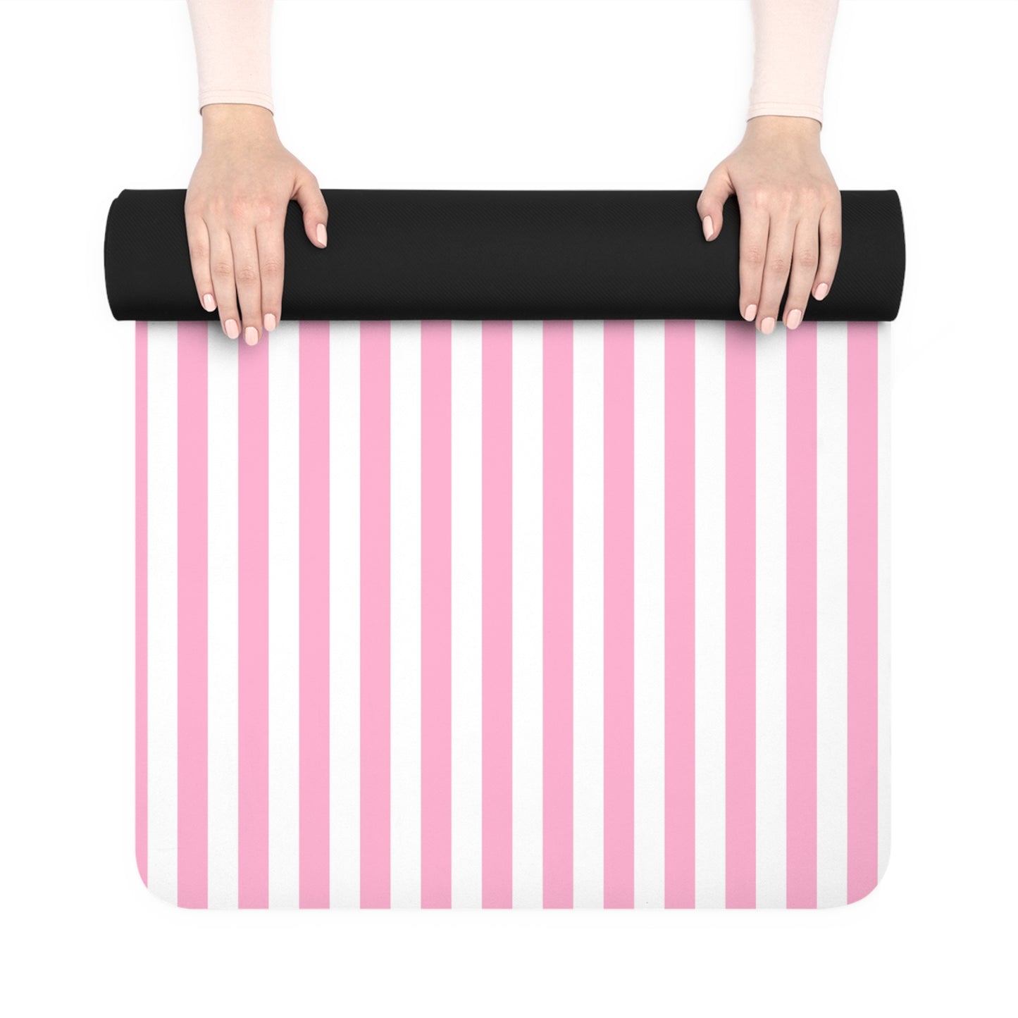 Pink Striped Rubber Yoga Mat