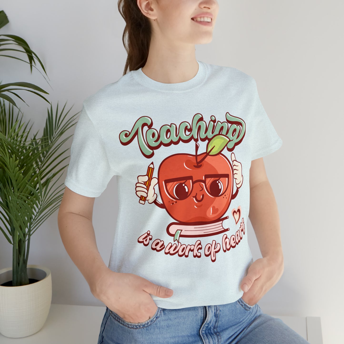 Vintage Teaching is a Work of Heart Unisex Jersey Short Sleeve Tee