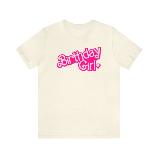 Birthday Girl Hot Pink Barbie Print T-Shirt -