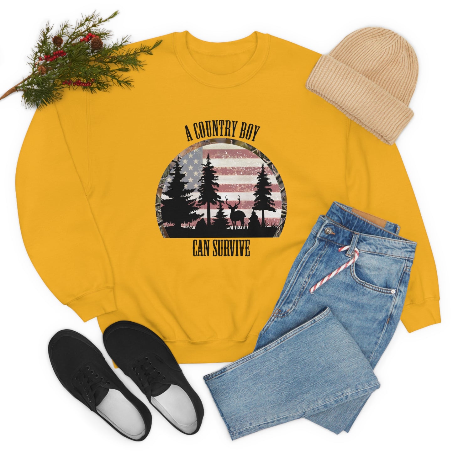 "A Country Boy Can Survive" - Unisex Heavy Blend™ Crewneck Sweatshirt