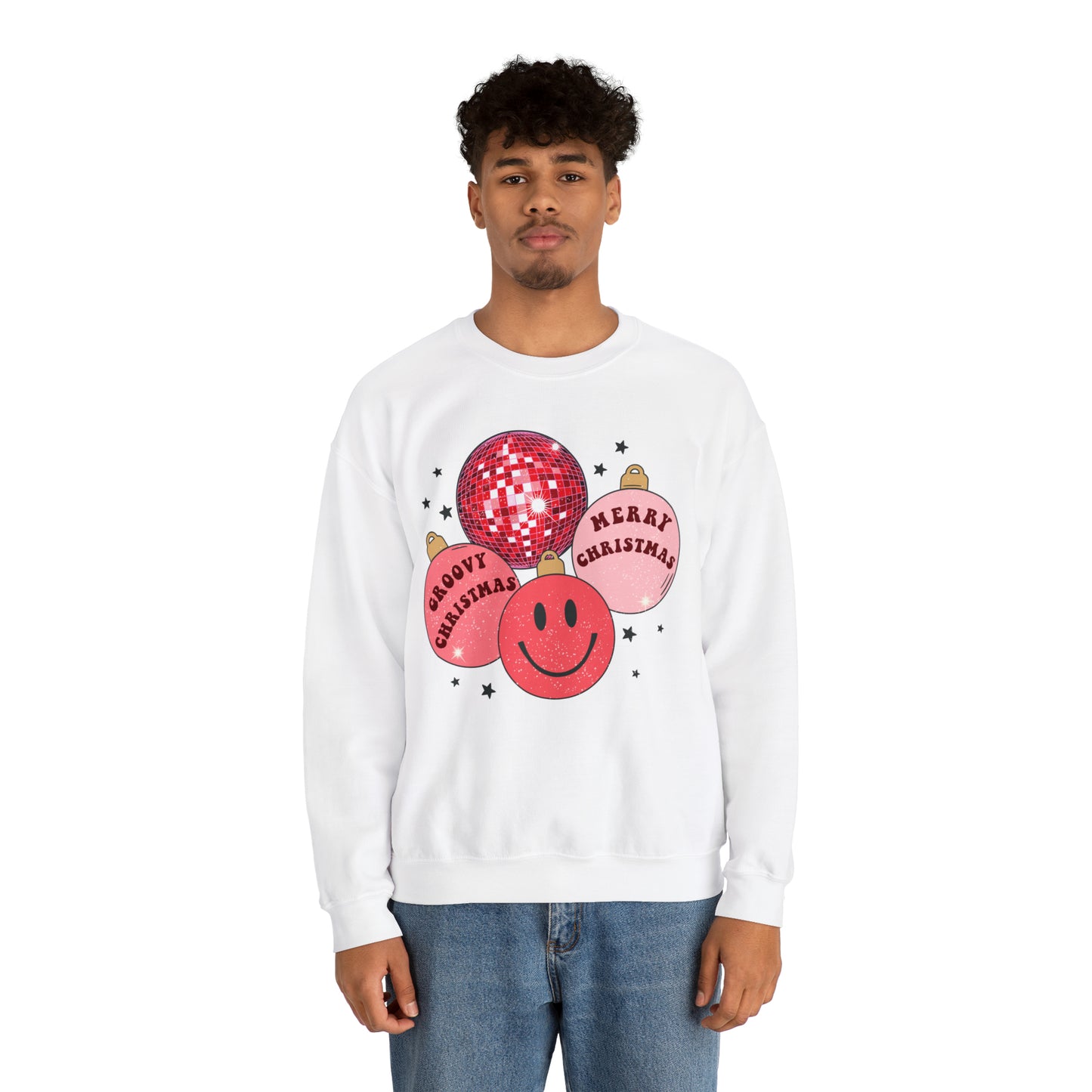 Groovy Christmas Ornaments Unisex Heavy Blend™ Crewneck Sweatshirt