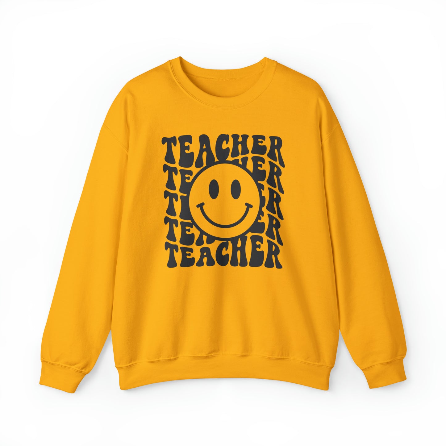 Retro Teacher with Smiley Face Black Logo Unisex Heavy Blend™ Crewneck Sweatshirt