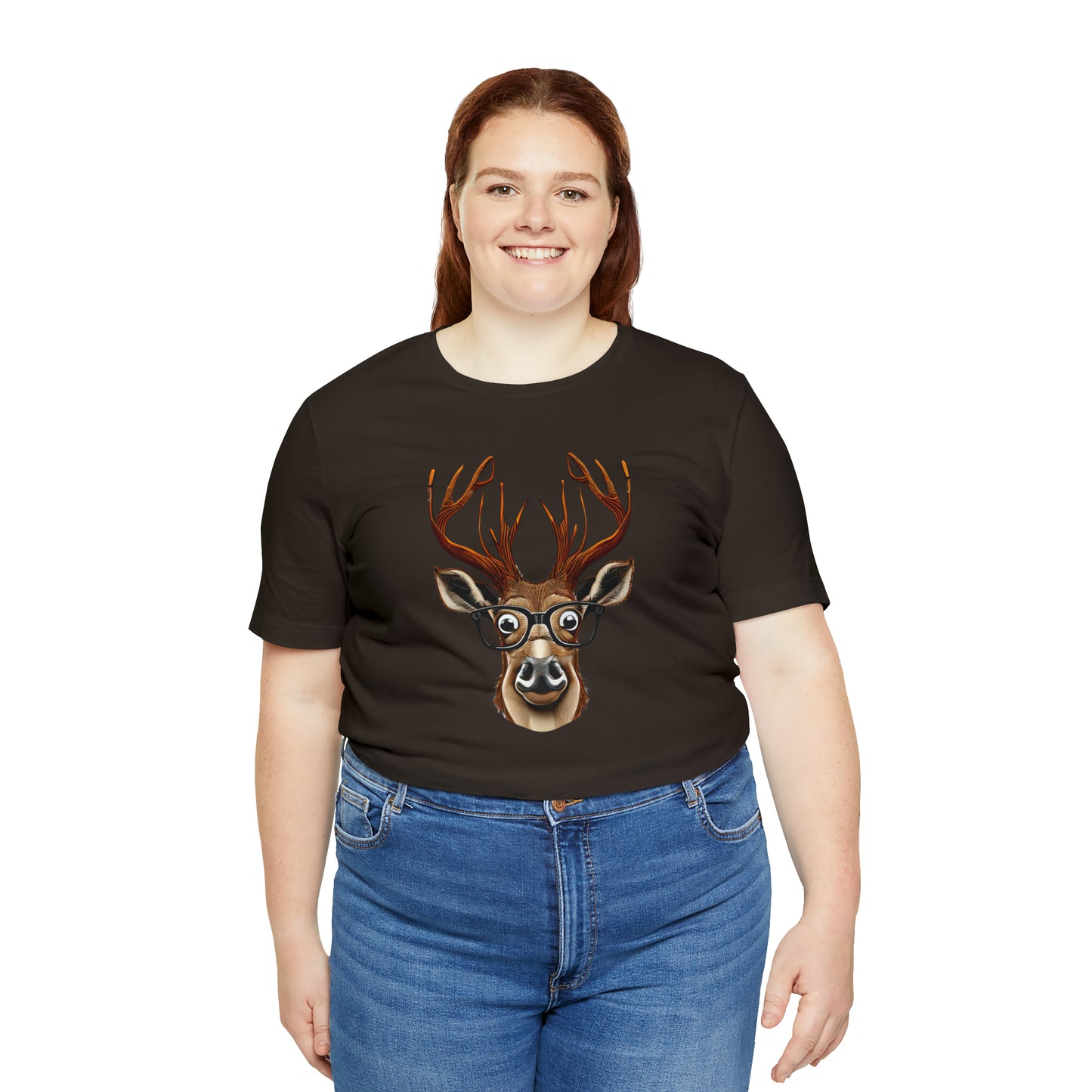 Deer/ Reindeer with Glasses Country and Christmas Unisex Jersey Short Sleeve Tee