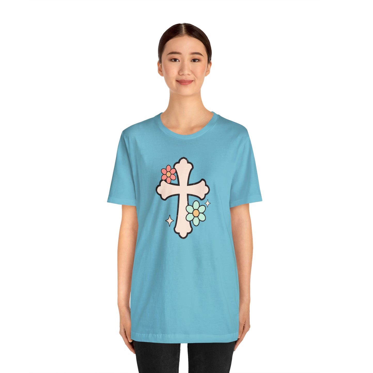 Vintage Floral Boho Cross T-Shirt