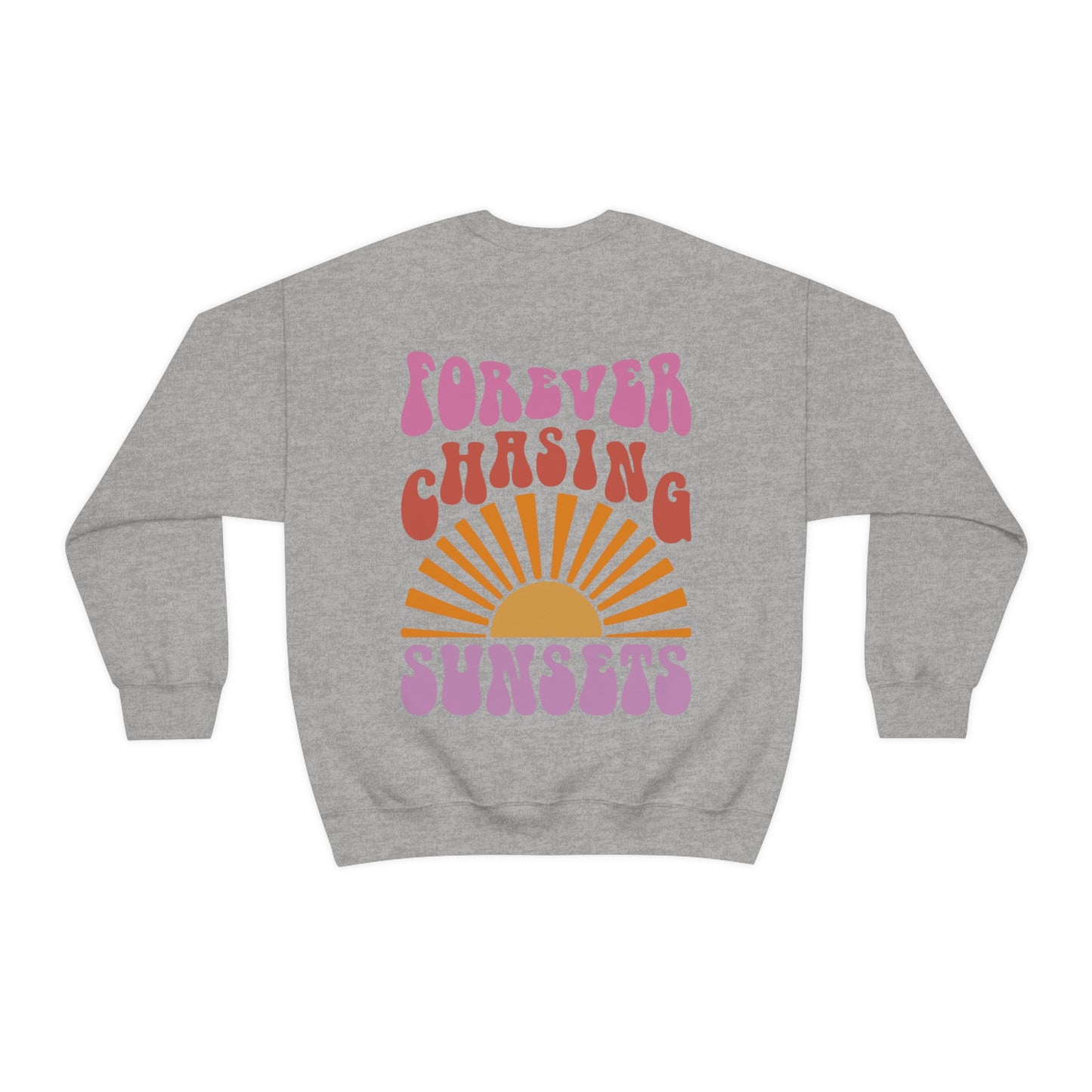 "Forever Chasing Sunsets" (Front & Back Design) - Unisex Heavy Blend™ Crewneck Sweatshirt