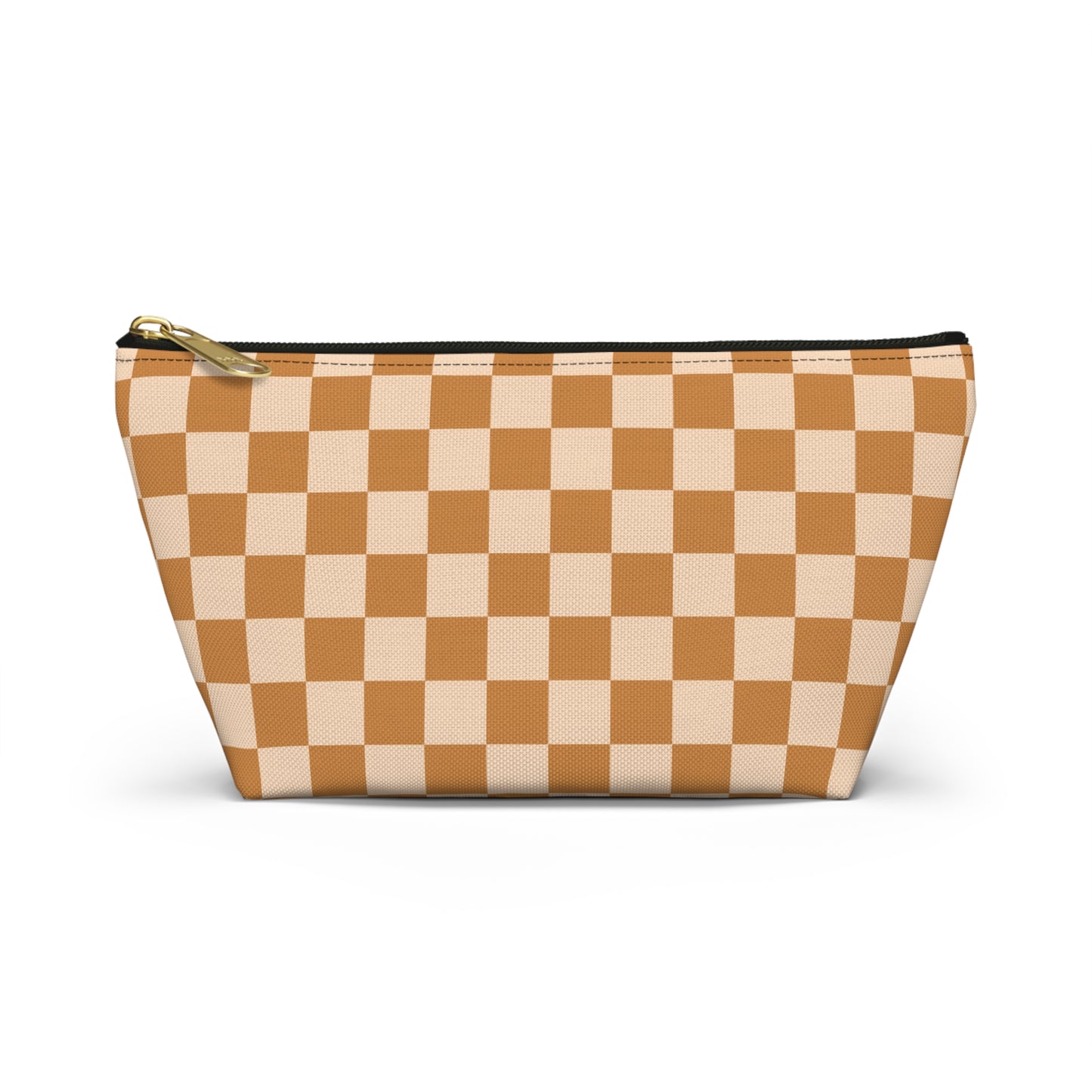 Rust Retro Checkered Print Design  Accessory Pouch w T-bottom