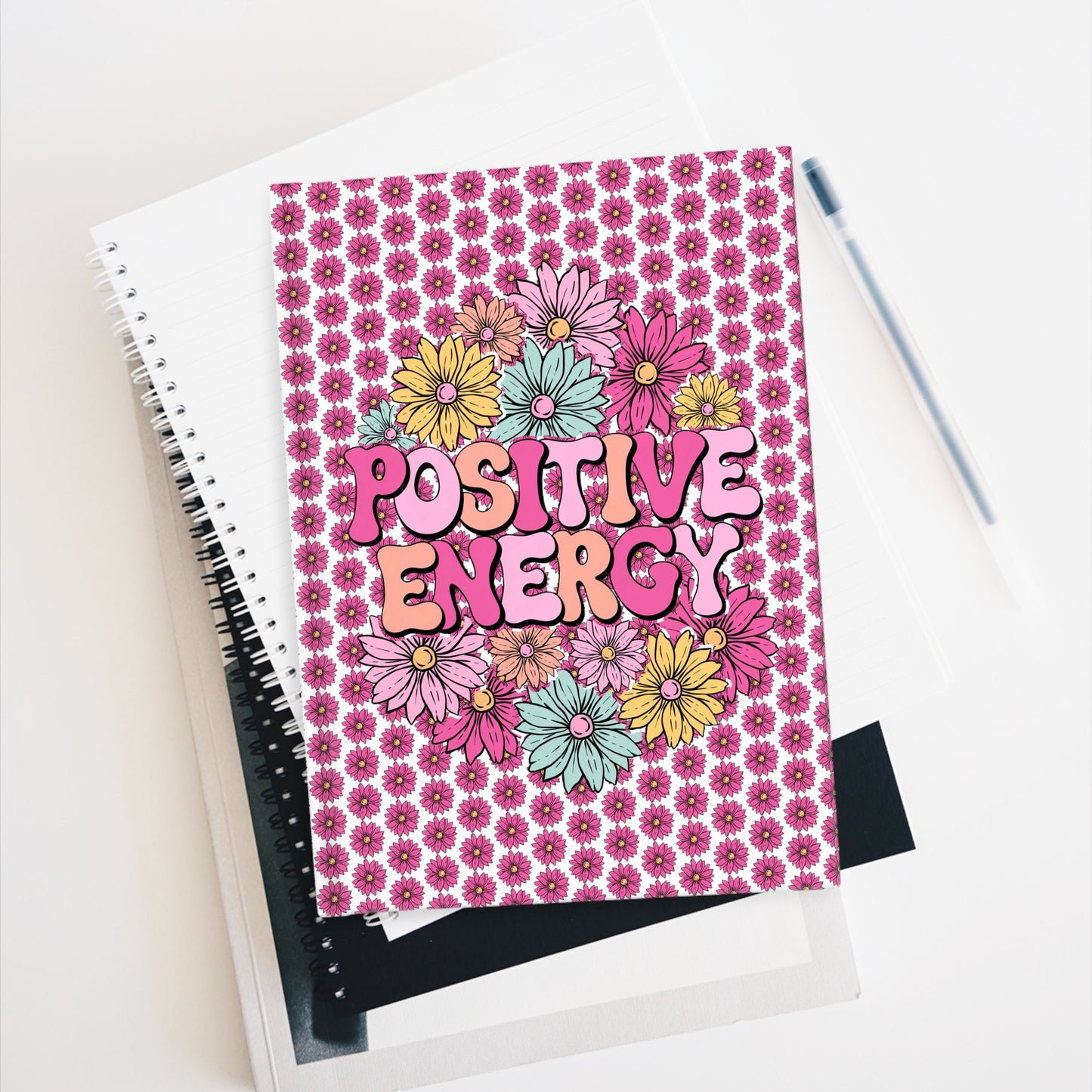 Hot Pink Positive Energy Colorful Floral Journal - Blank