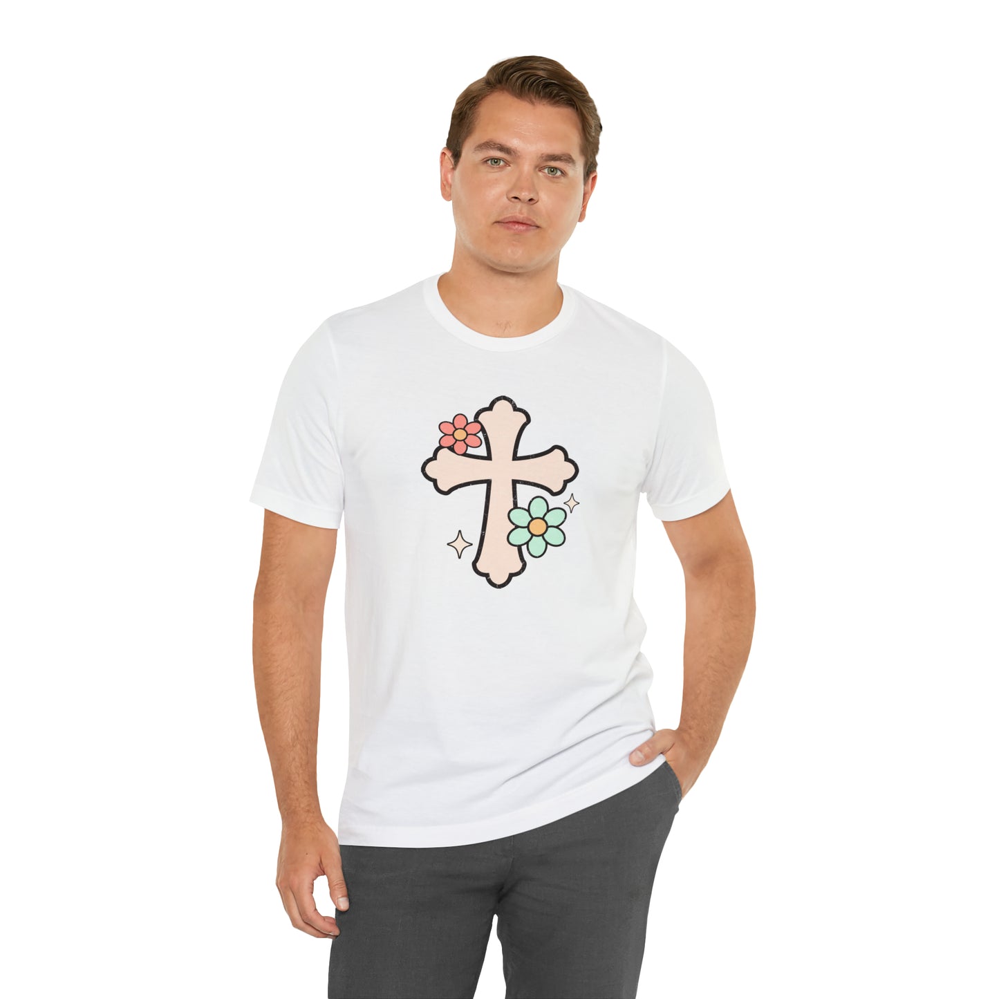 Vintage Floral Boho Cross T-Shirt