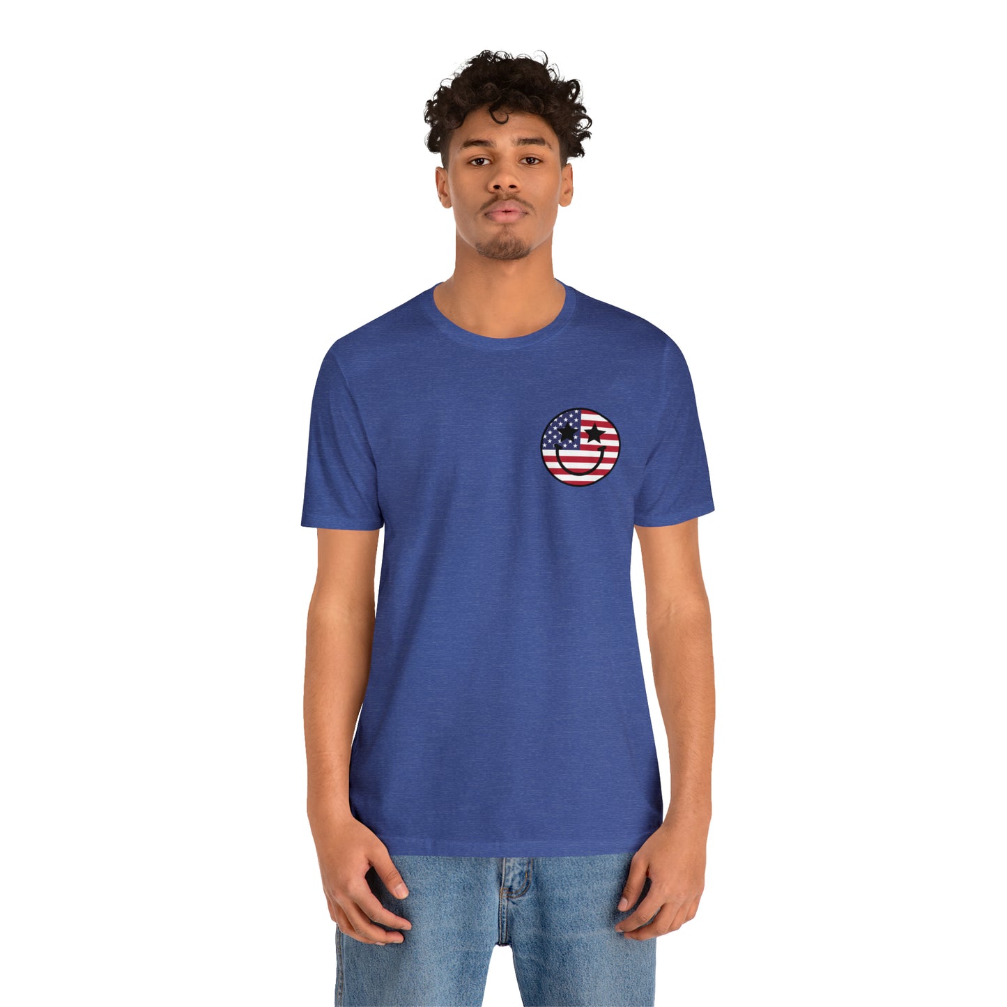 "Jesus Christ Stars and Stripes" (Front and Back Design) Unisex Jersey Short Sleeve Tee